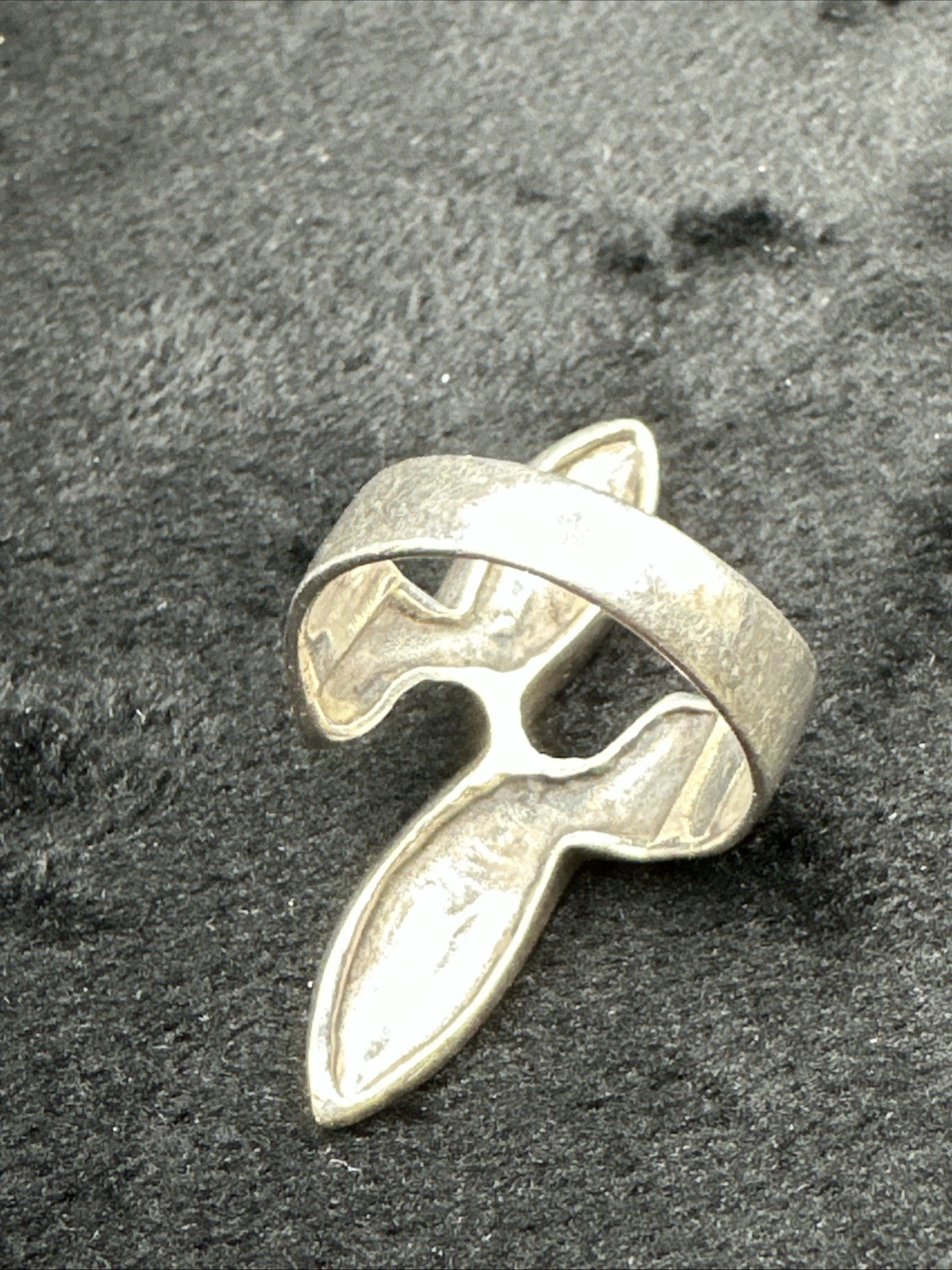 VINTAGE ARTISAN STERLING SILVER MODERNIST ABSTRACT ASYMMETRIC RING SIZE 7
