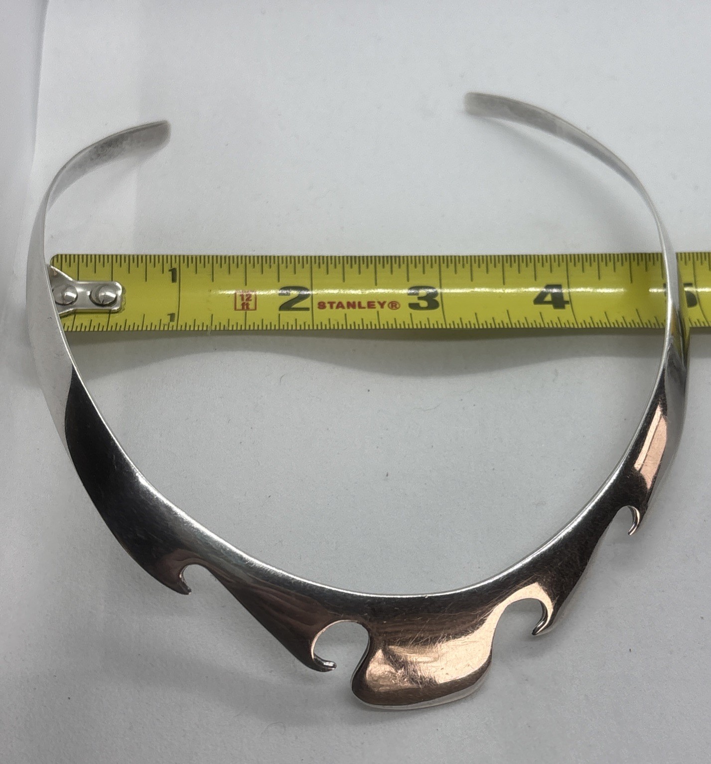 Vintage Sterling Silver Collar Necklace Wave Flame Cut Out 44.7 Gr Modernist MCM