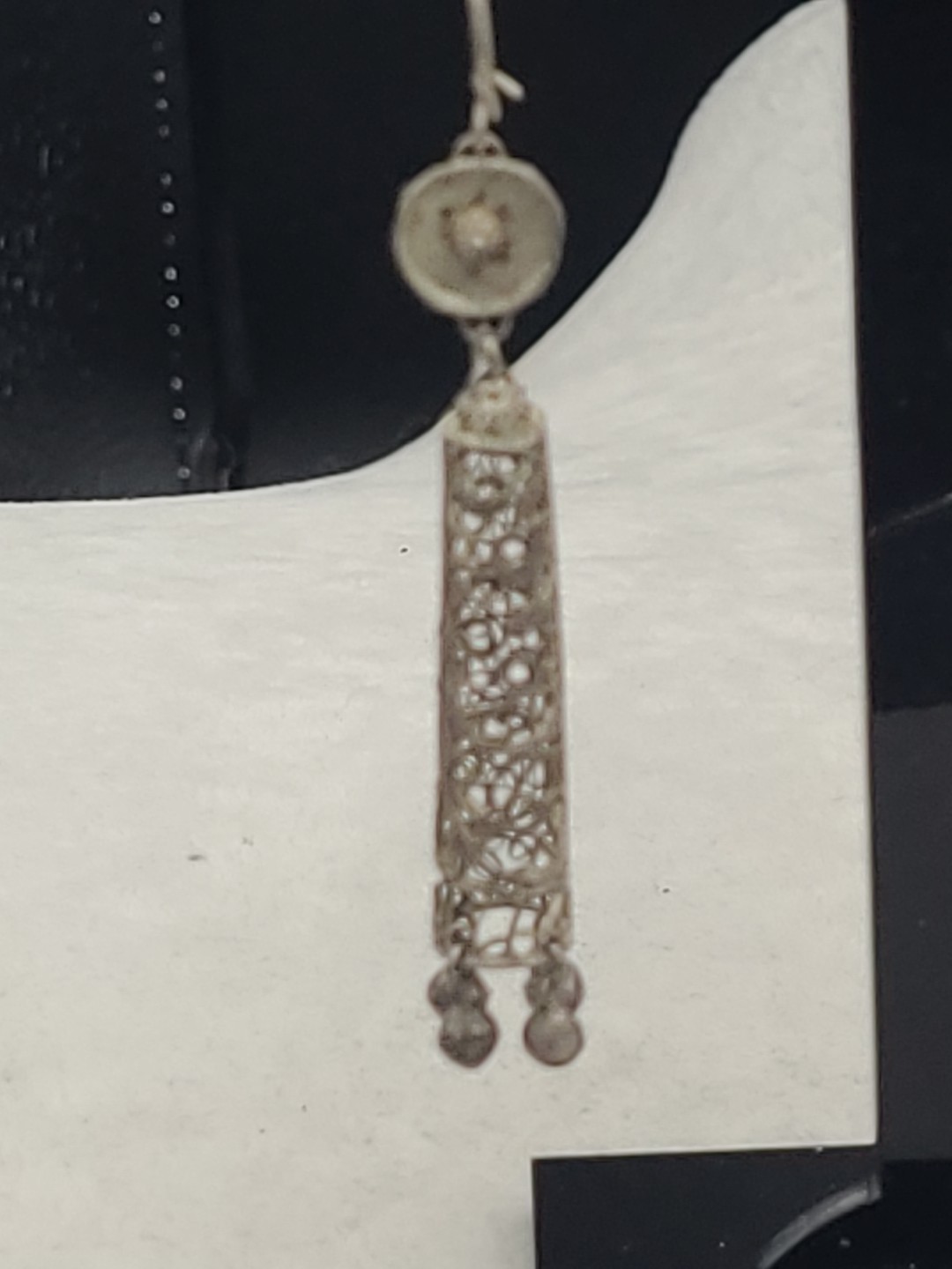 Vintage Silver Filigree 2 1/2″ Long Dangle Drop Earrings Very Light Weight