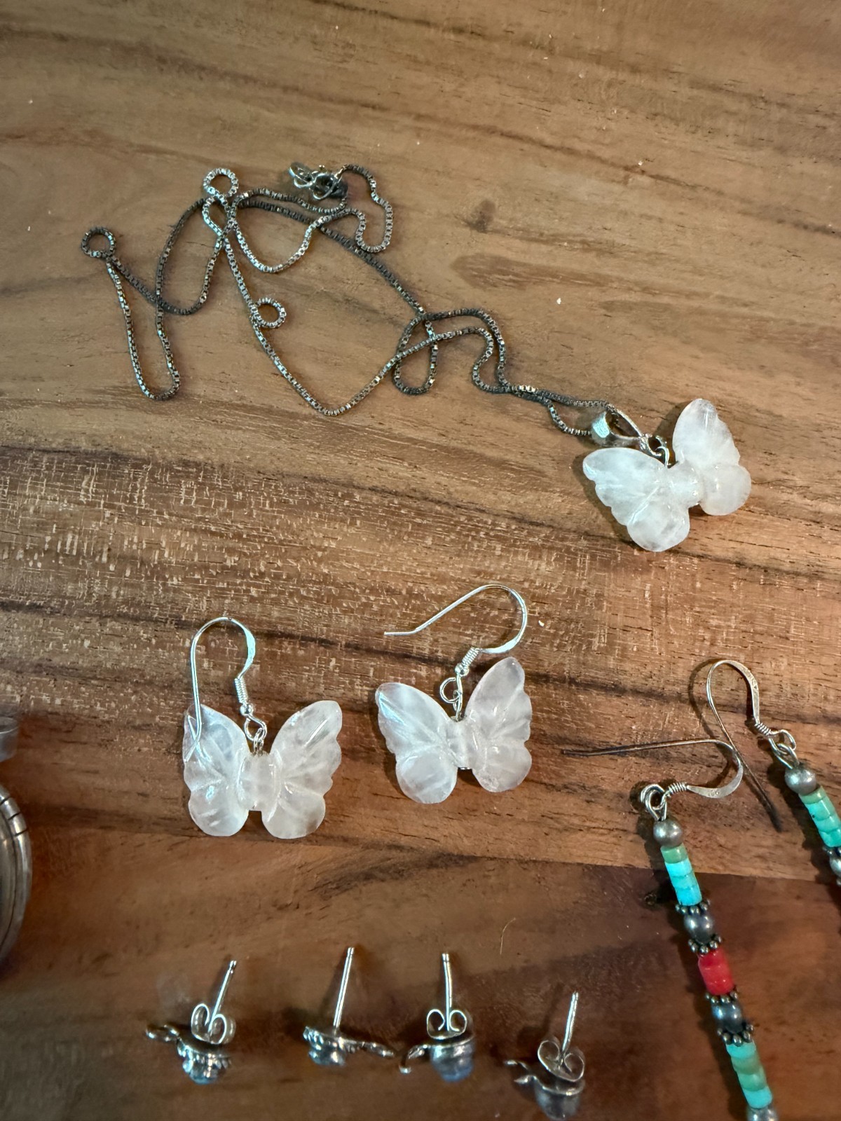 A Group of Estate Silver Jewelry, Earrings, Pendants, and Necklace