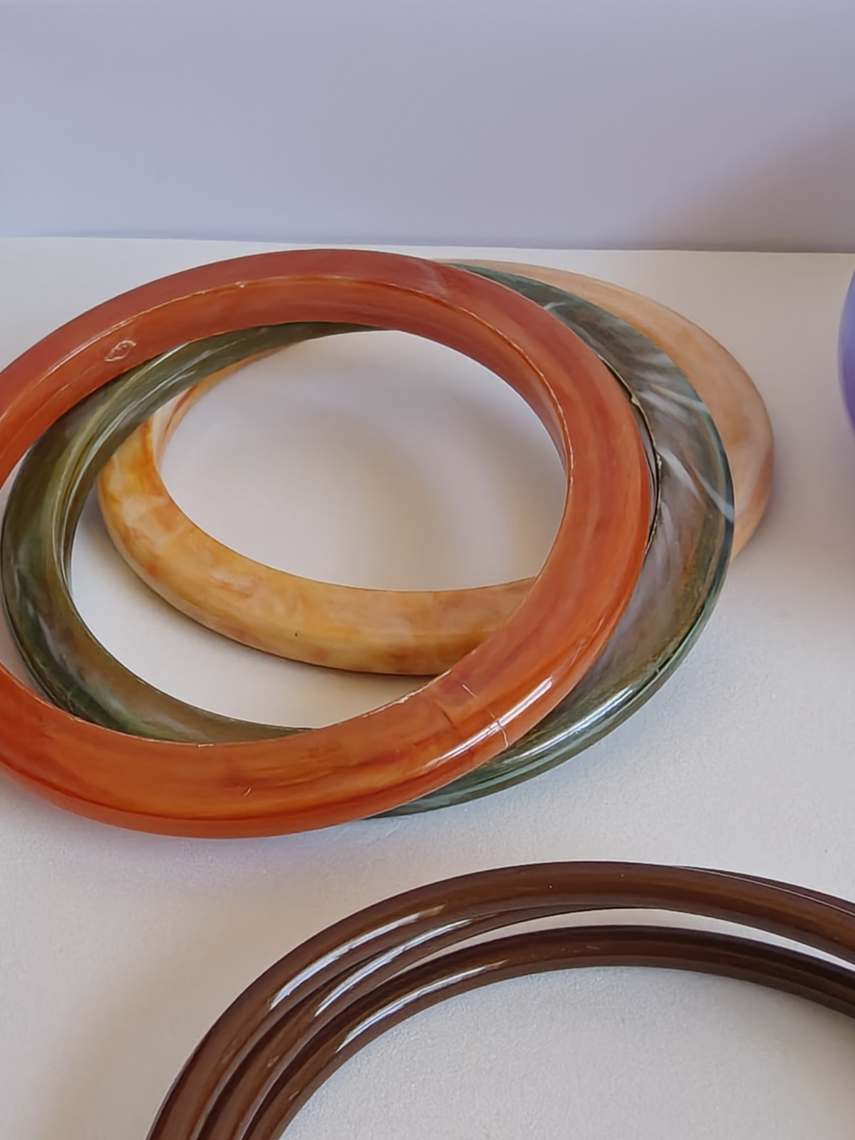 Vintage Lucite Acrylic Bangle Bracelets Lot of 9 Colorful Plastic Bangles Retro