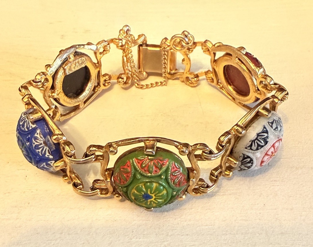 D&E for Celebrity Vintage Moroccan Matrix Glass Cabochon Bracelet