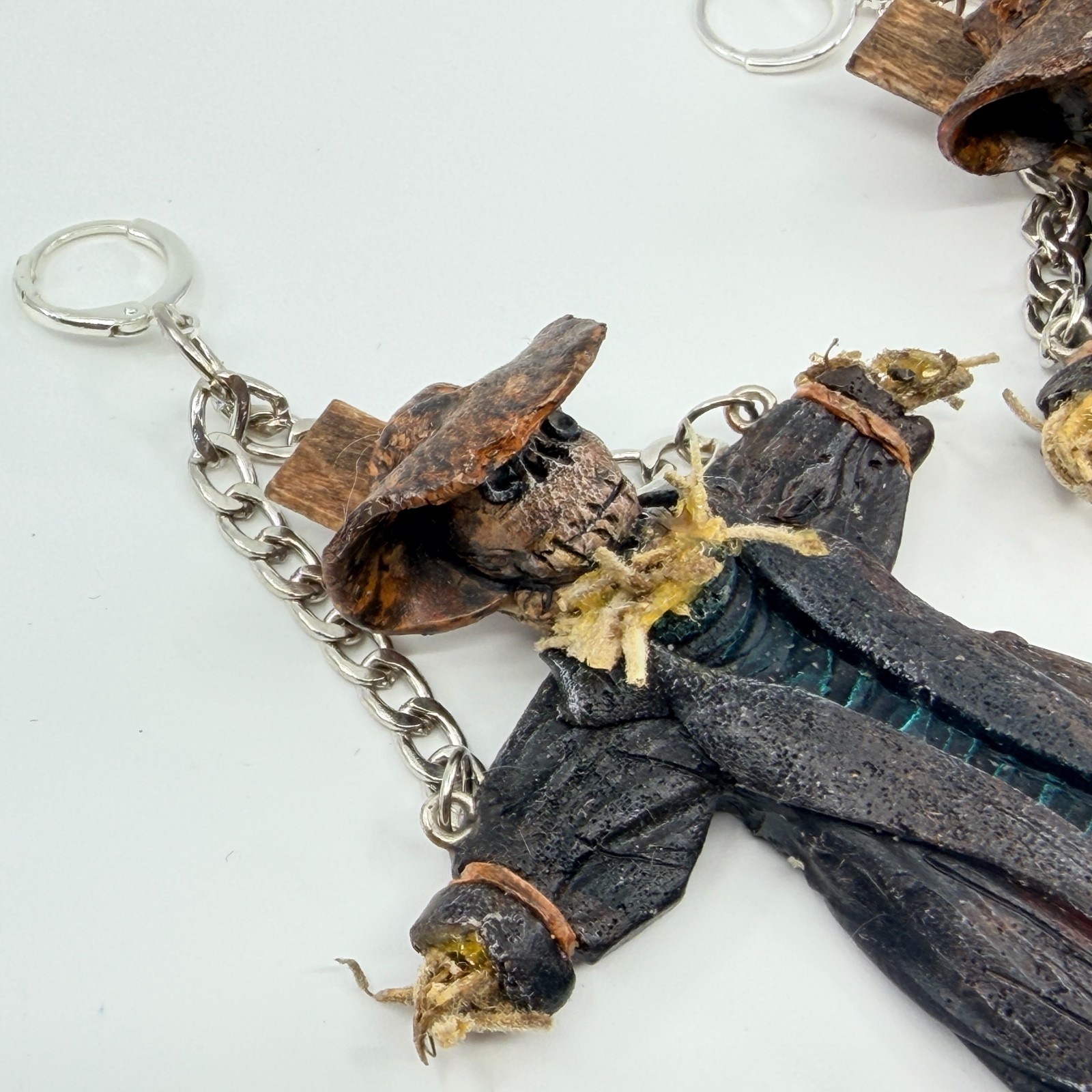 VTG Gothic Horror Scarecrow Dangle Earring Creepy Halloween Skull Cosplay Oddity