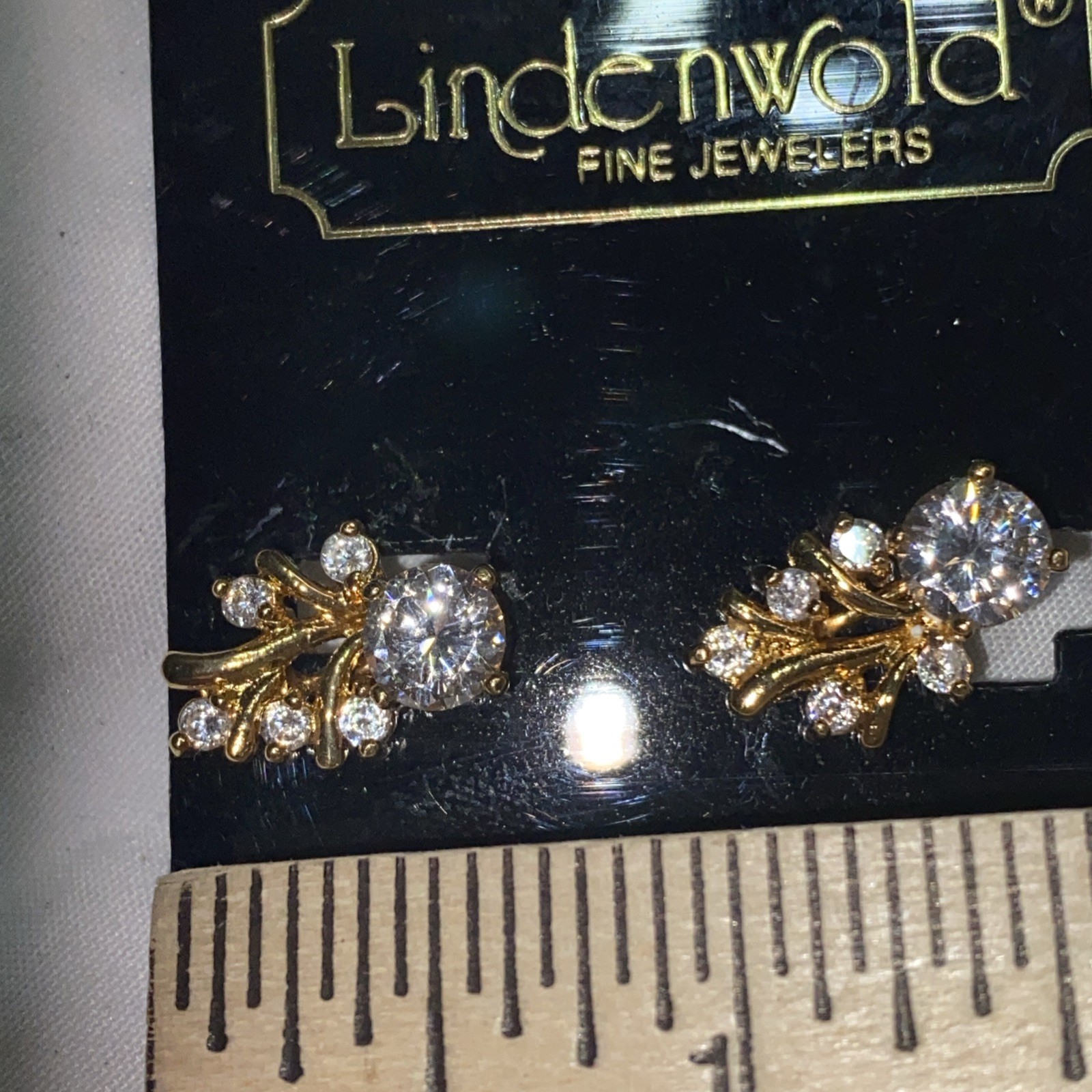 Necklace & Earrings by Lindenwold Fine Jewelers Gold Tone Cubic Zirconia CZ