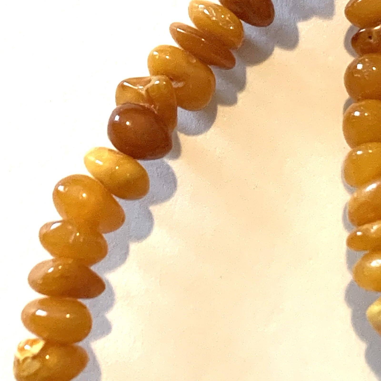 Vtg Baltic Amber Egg Yolk Chip Bead Necklace 31 Grams 24″ Long Pull-Over Style