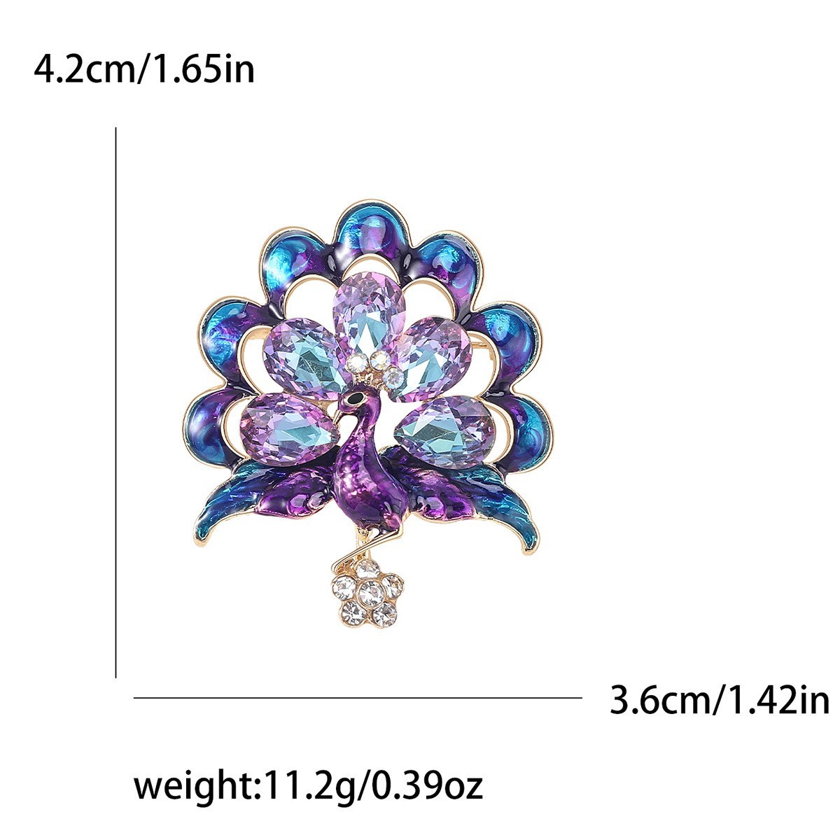 Vintage Style Peacock Bird Rhinestone Crystal Cyan Bird Brooch Pin Pendant Gift