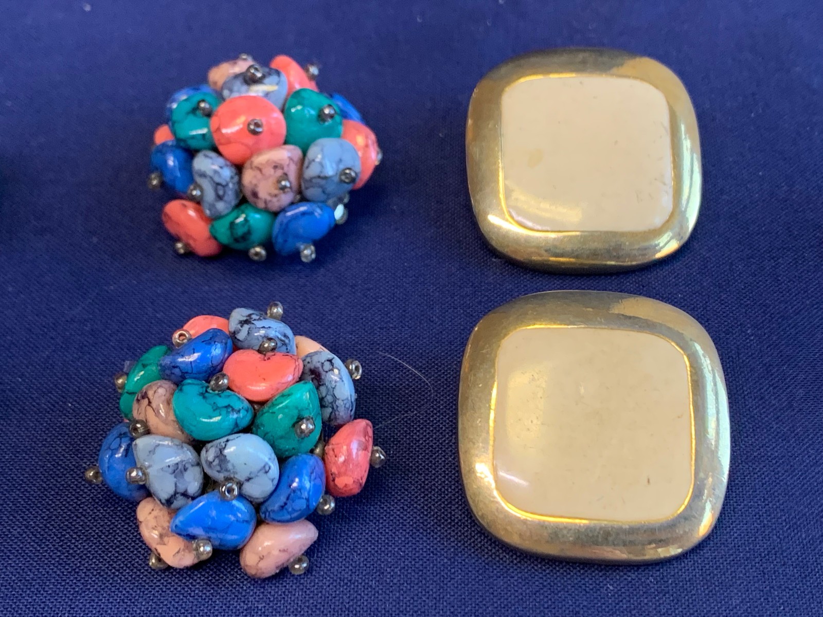 Vtg Clip-On Earring Lot Kenneth Lane Monet Avon Enamel Faux Pearl / Gem Jewelry