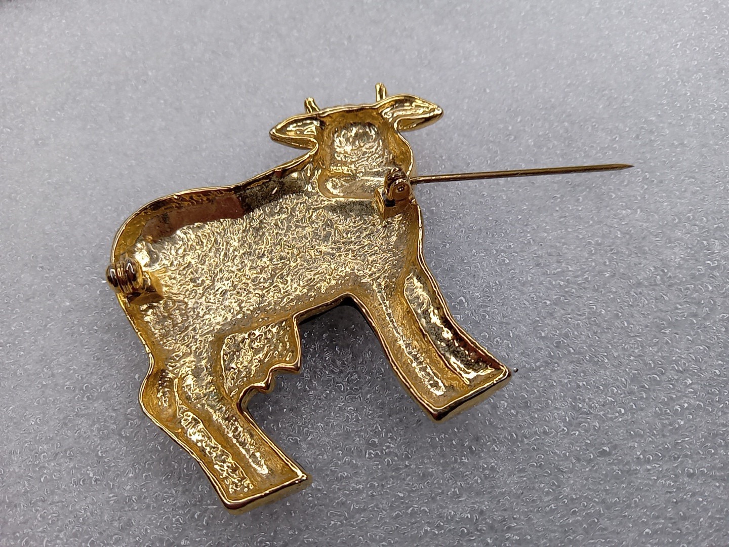 Vintage Holstein Cow Brooch Pin Gold Tone Black White Farm Animal