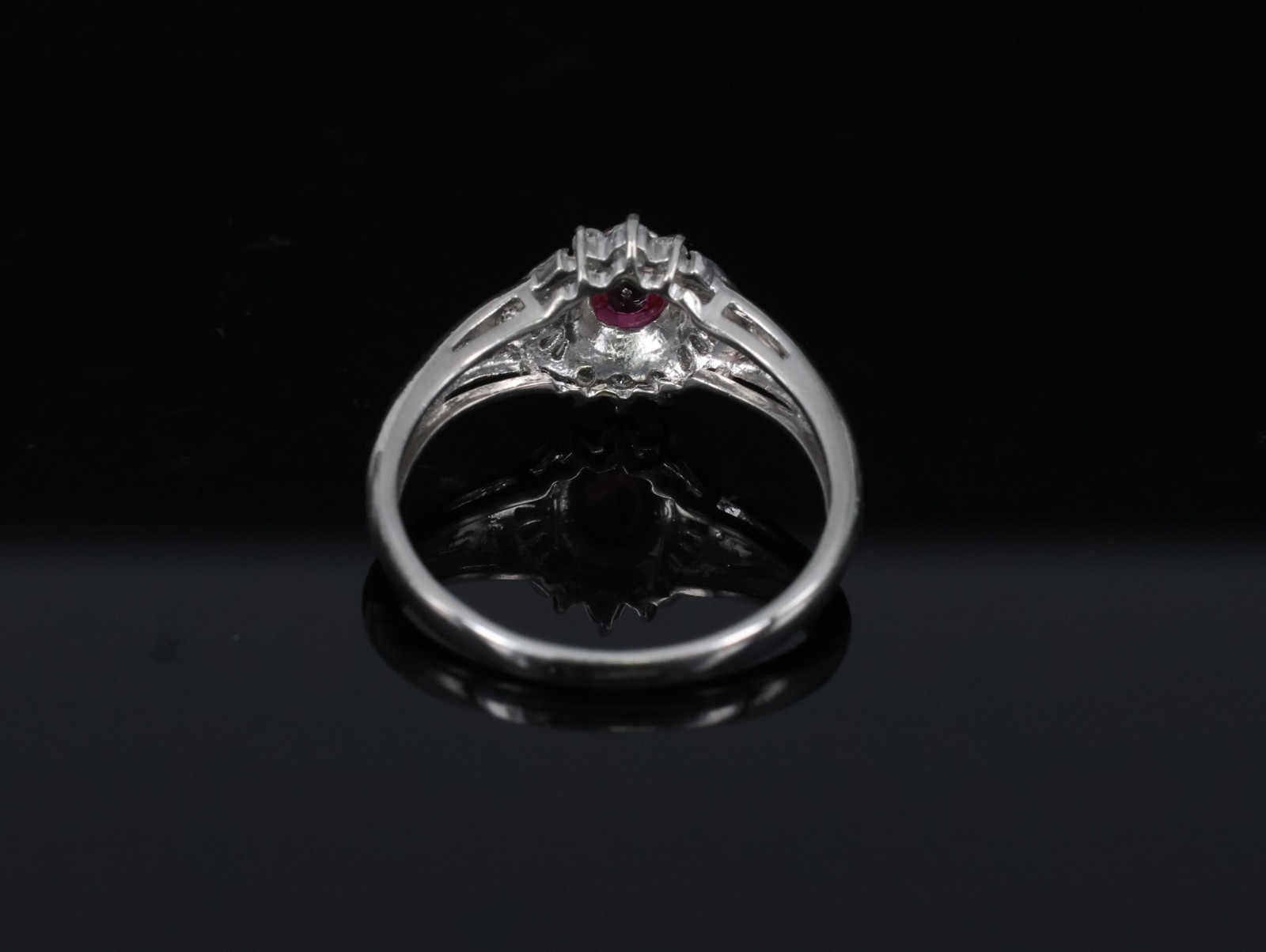 Vintage 0.35ct Intense Red Natural Ruby & 0.26ct Diamond Platinum Ring Size 7.25