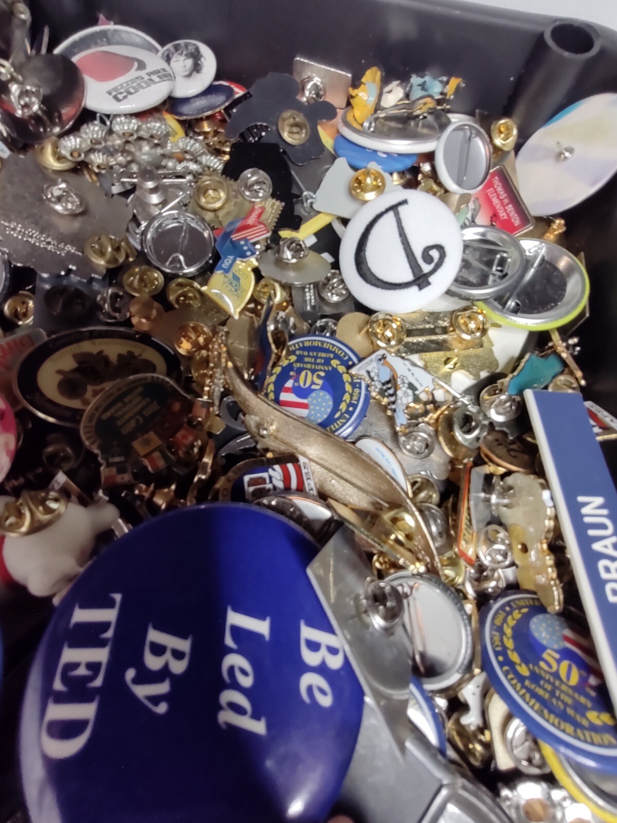 Lot Of Assorted Pins And Pin Back Buttons Pin Lot Collection ZT1 3.5 Pounds