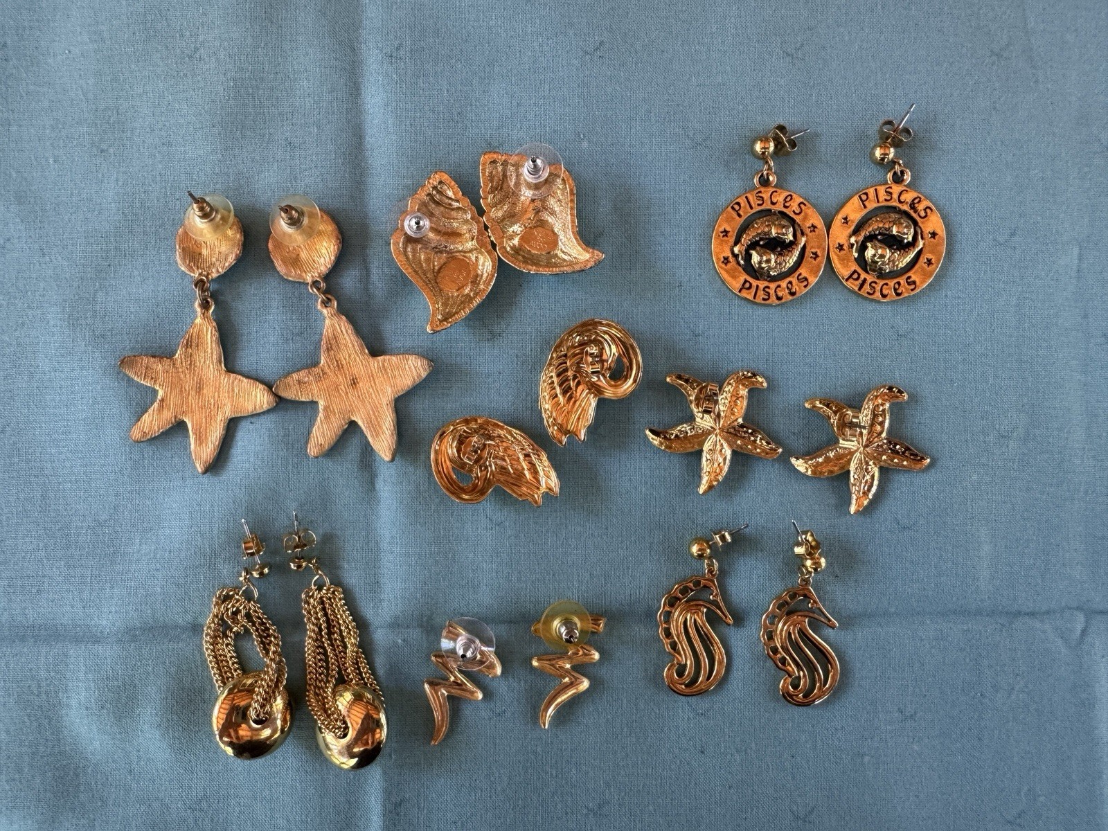 Vintage Earrings Lot, Avon, Gold Tone Earrings, 8 Pairs