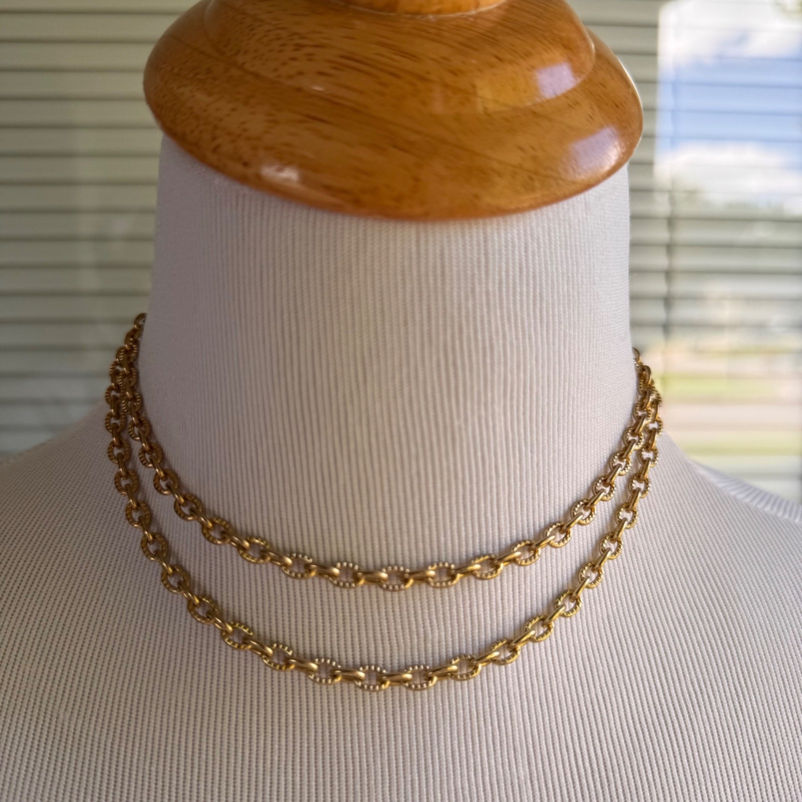 Gold Tone 31 Inch Chain-Link Necklace 1980s Lobster Claw Clasp Stamped Korea Vtg