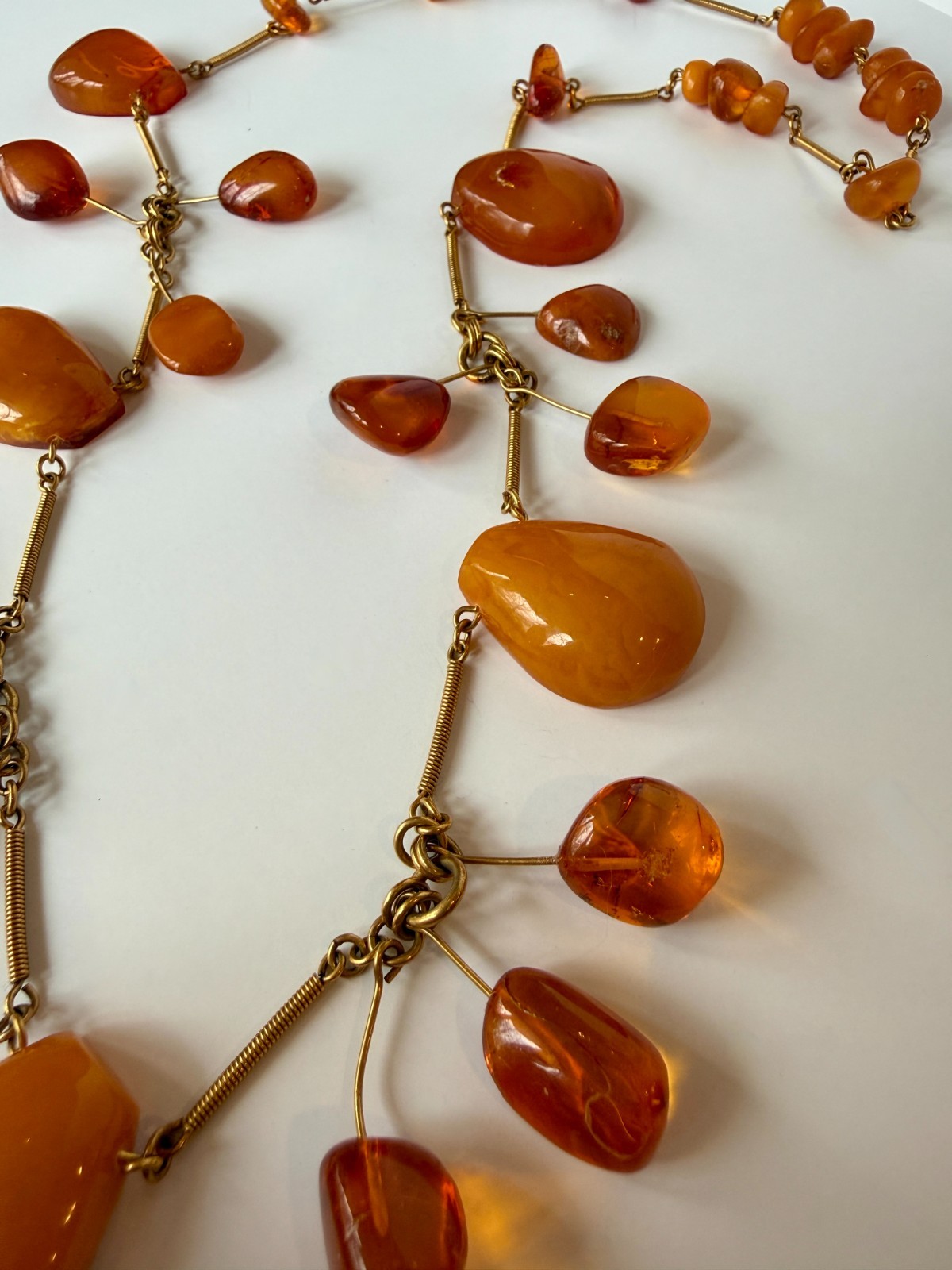 GORG Vintage Natural Egg Yolk Honey Cognac Baltic Amber Necklace 28″ EXC COND