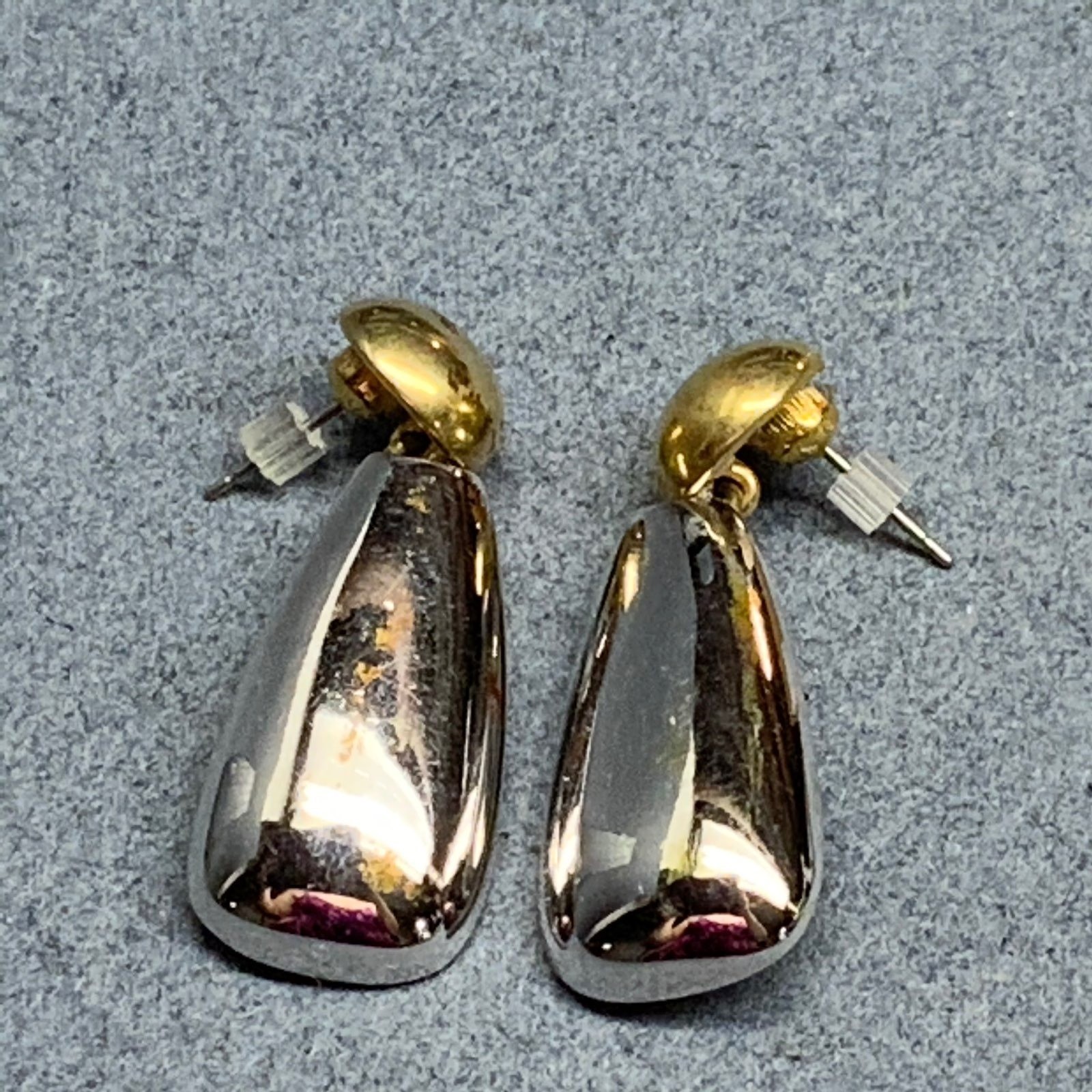 Drop Dangle Pierced Earrings 2 In As Is Gold Silver Classic Vintage Retro Glam