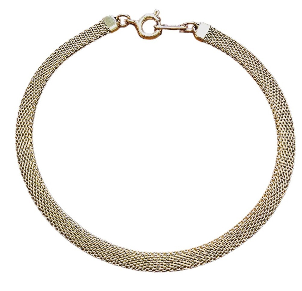 Vintage Crown TRIFARI MESH Bracelet Gold Tone 7.25 in