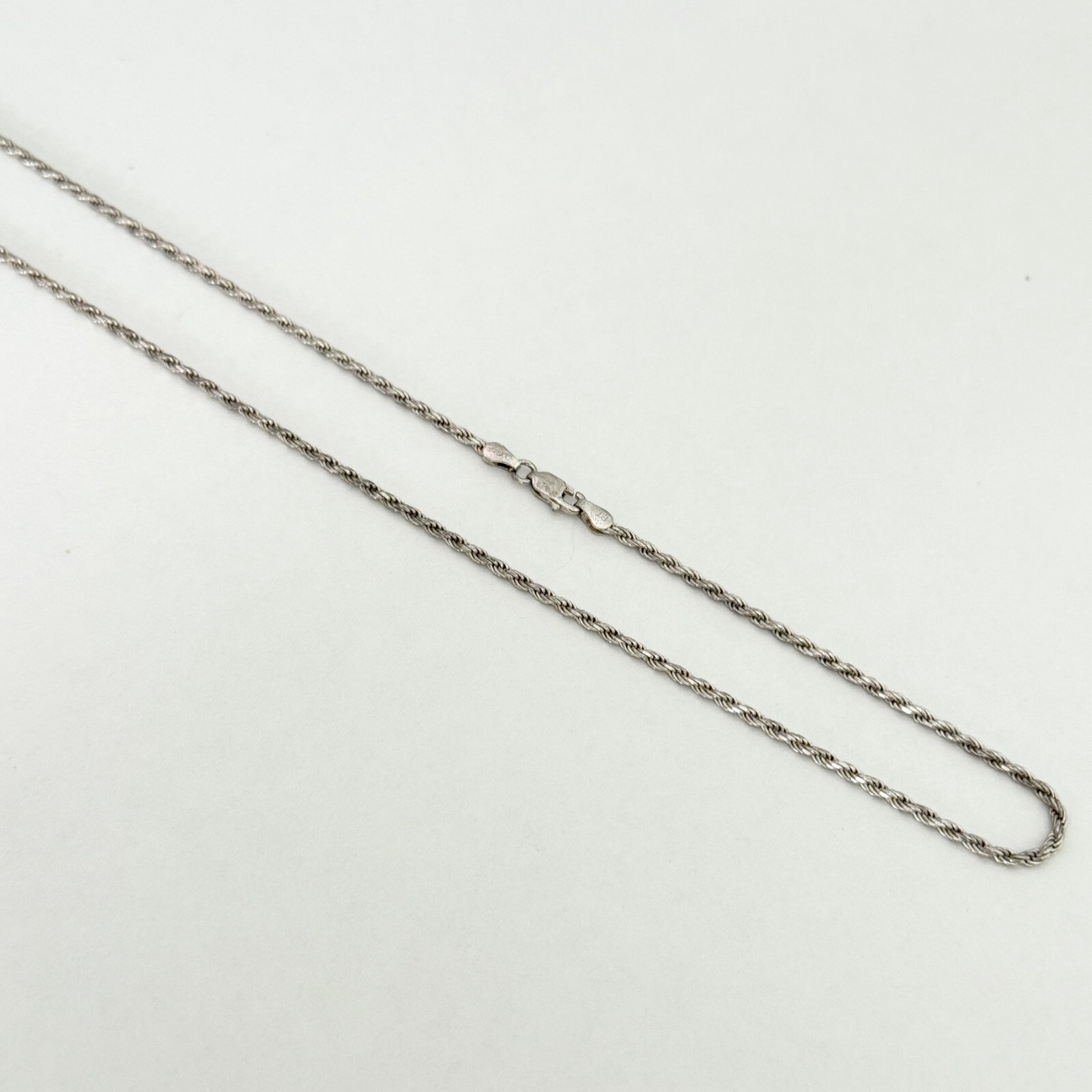 925 Italy Sterling Silver Vintage Rope Chain Link Necklace 17.5″