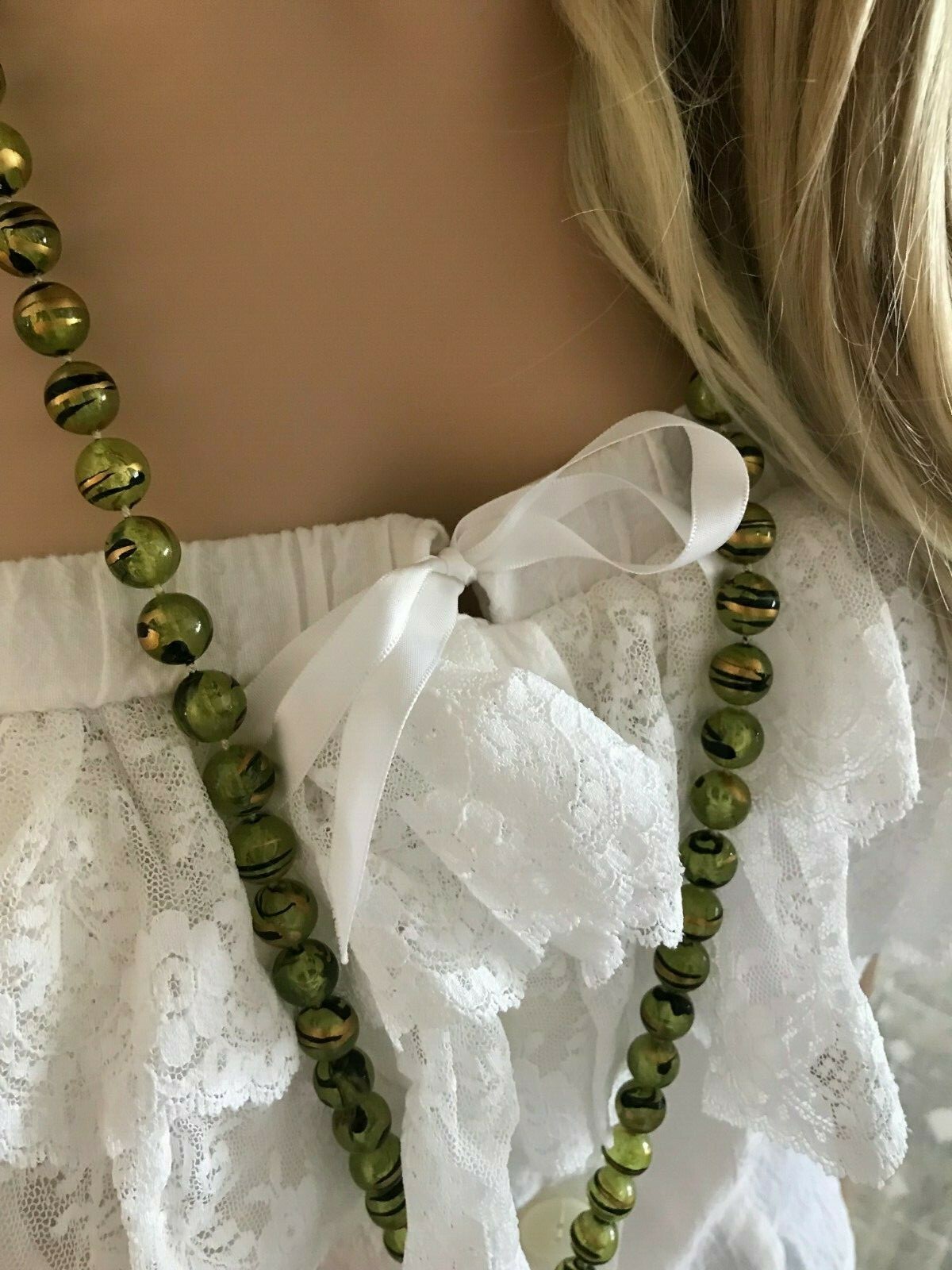 Vintage Jade Tigers Eye Bakelite Faturan Prayer Bead Tassel Necklace 46″