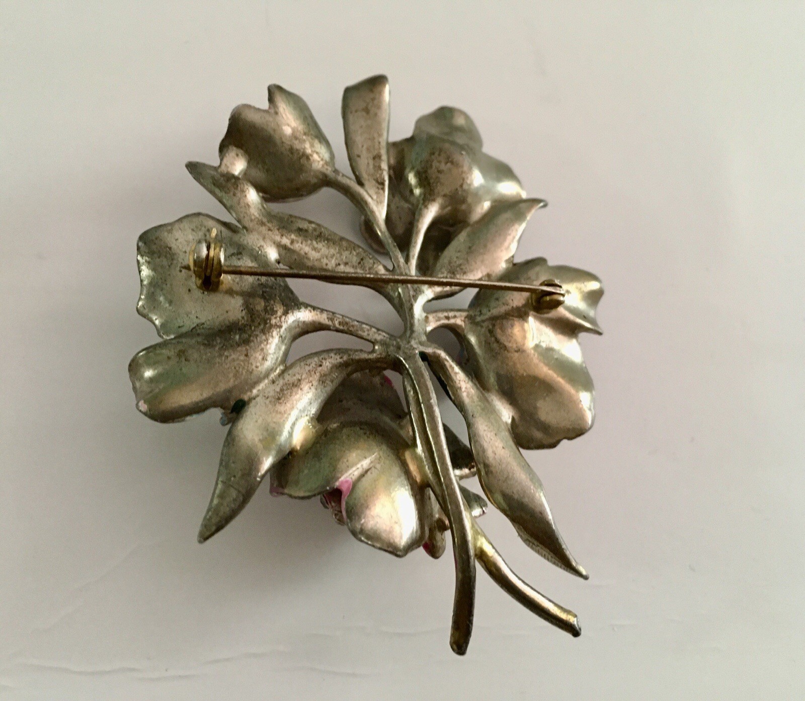 Vintage Pot Metal Floral Brooch Bouquet