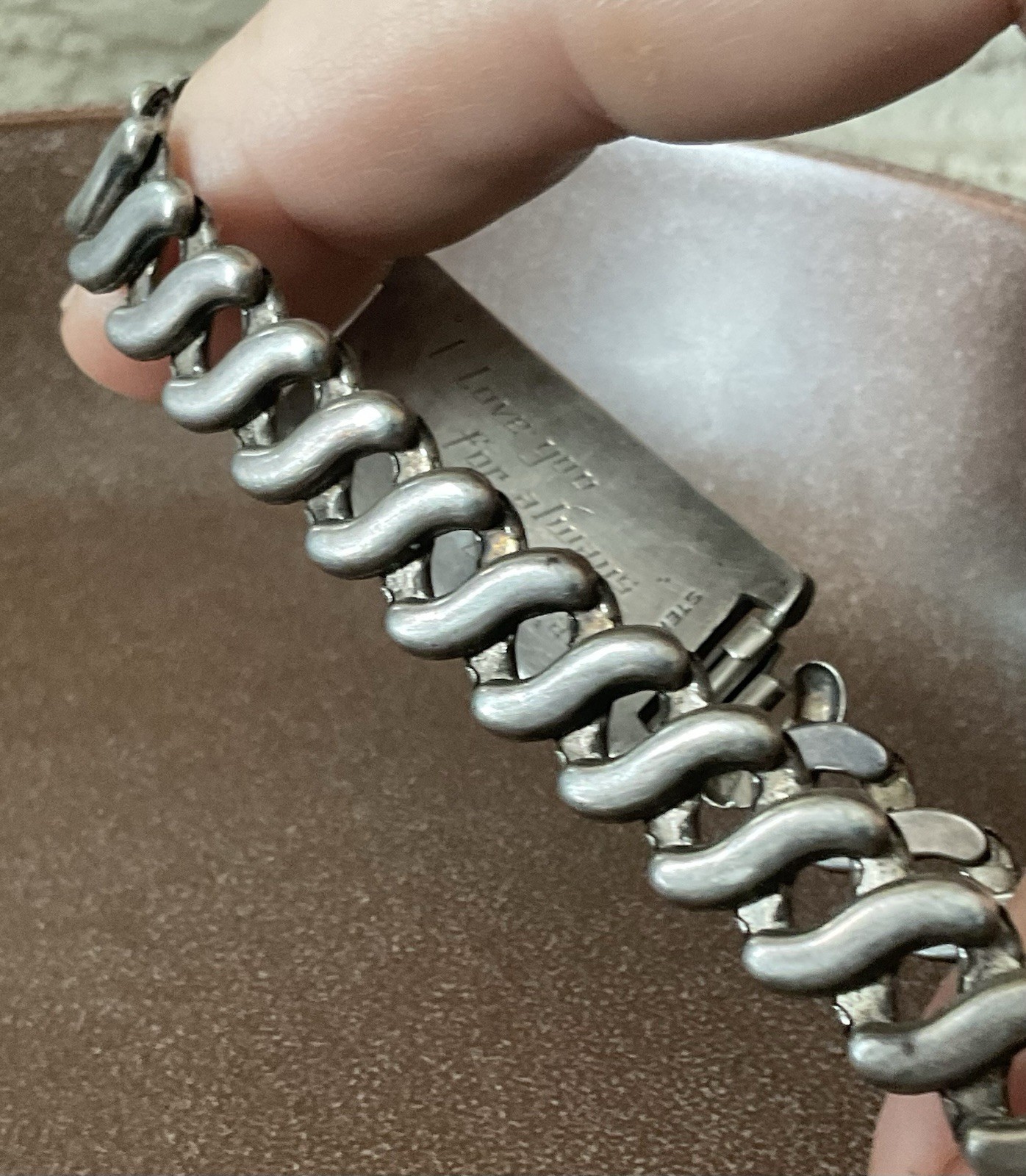 Vtg Heavy Solid 925 Sterling Silver ID Bracelet Expansion Link Stretch Band 44 g