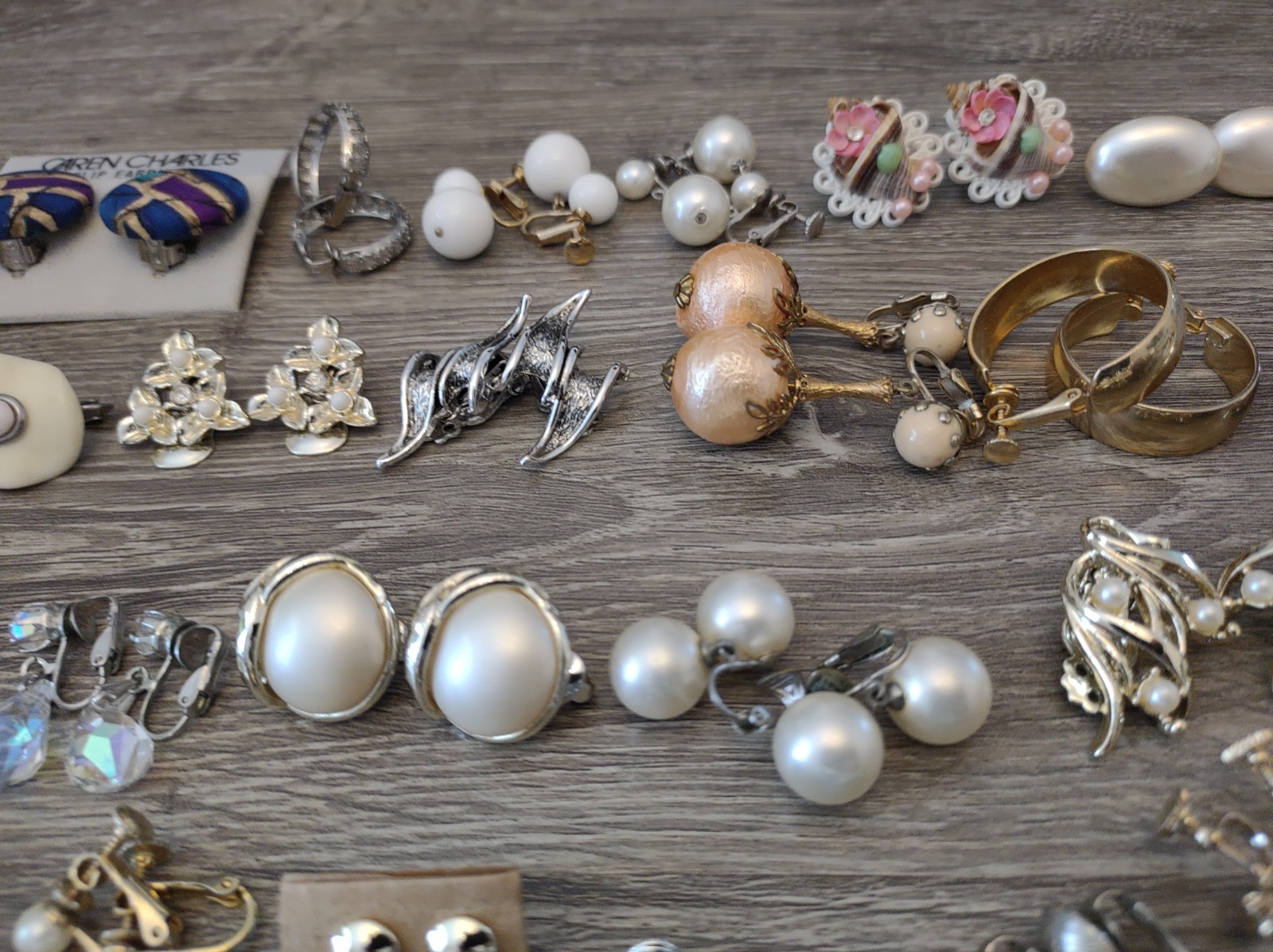 Estate Mixed Lot Costume Jewelry Earrings 77pr Clip On Screwback