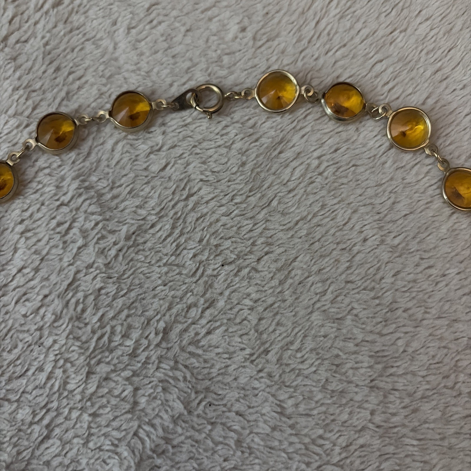 Bezel Set Amber Honey Crystal Gold Tone Necklace