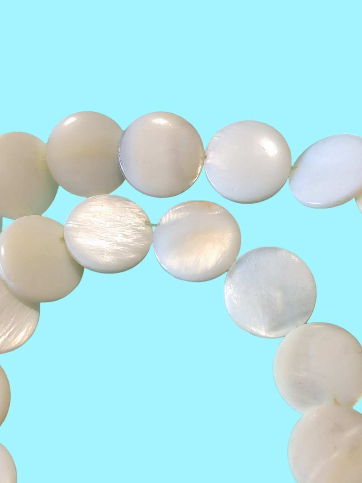 Vintage Mother Of Pearl MOP Round Disc Necklace Collar 17.5in
