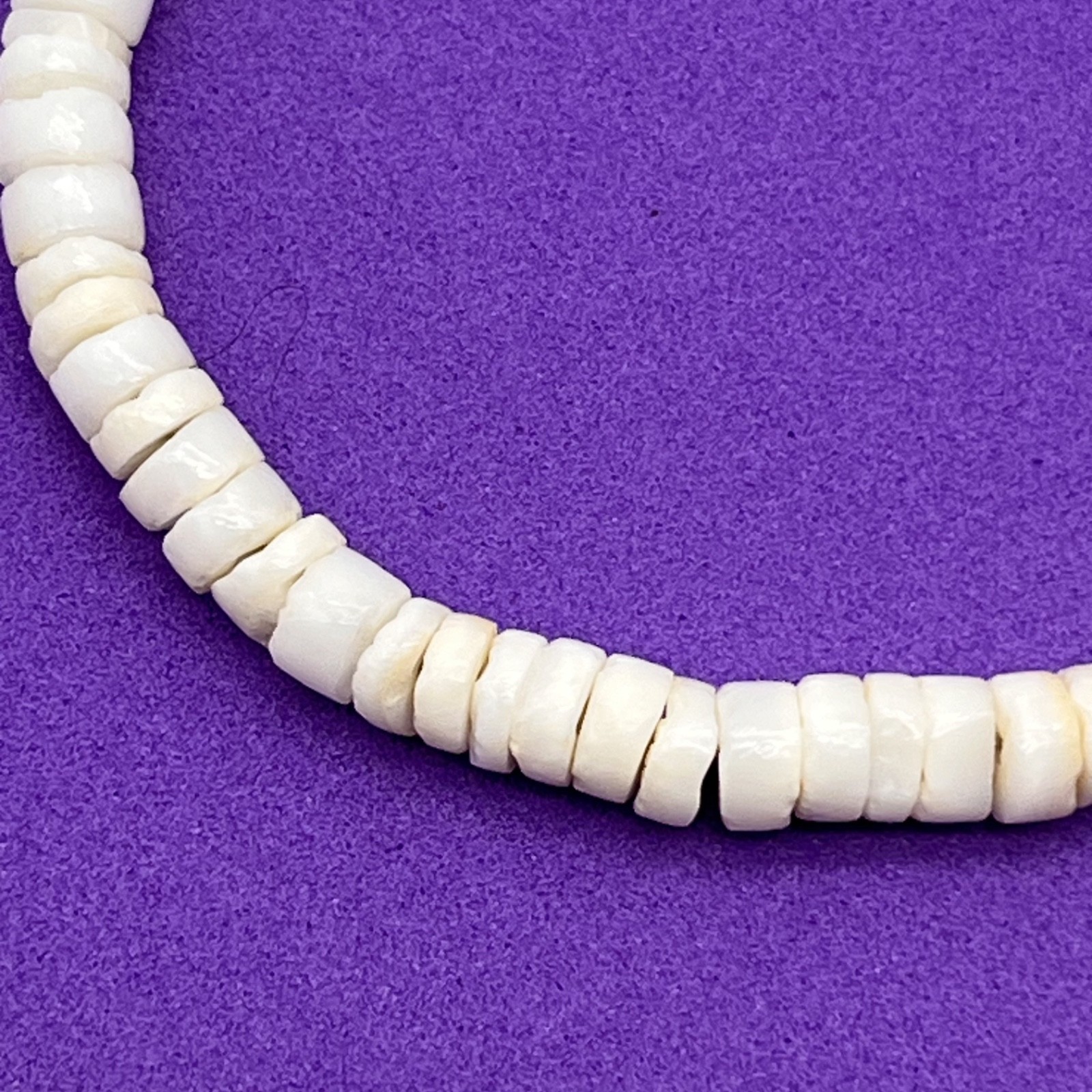 Puka Shell Heishi Surfer Necklace Periwinkle Shell Accents 16″