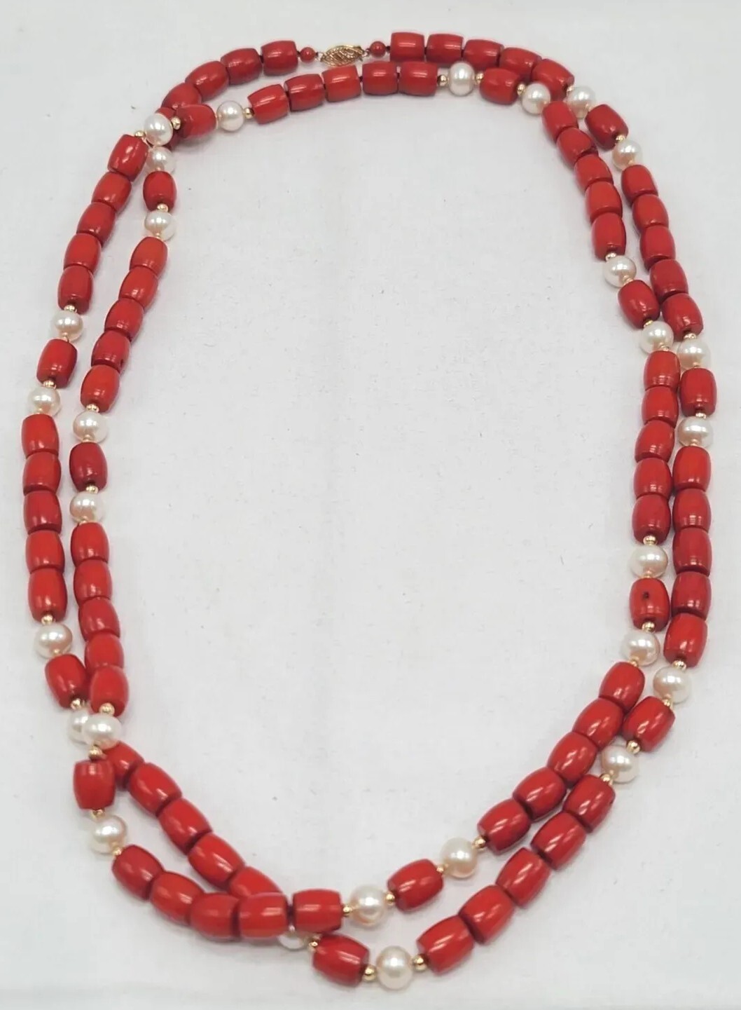 14K GSJ Necklace Pearl Red Coral Extra Long 49 Inches New In Box HSN JEWELRY
