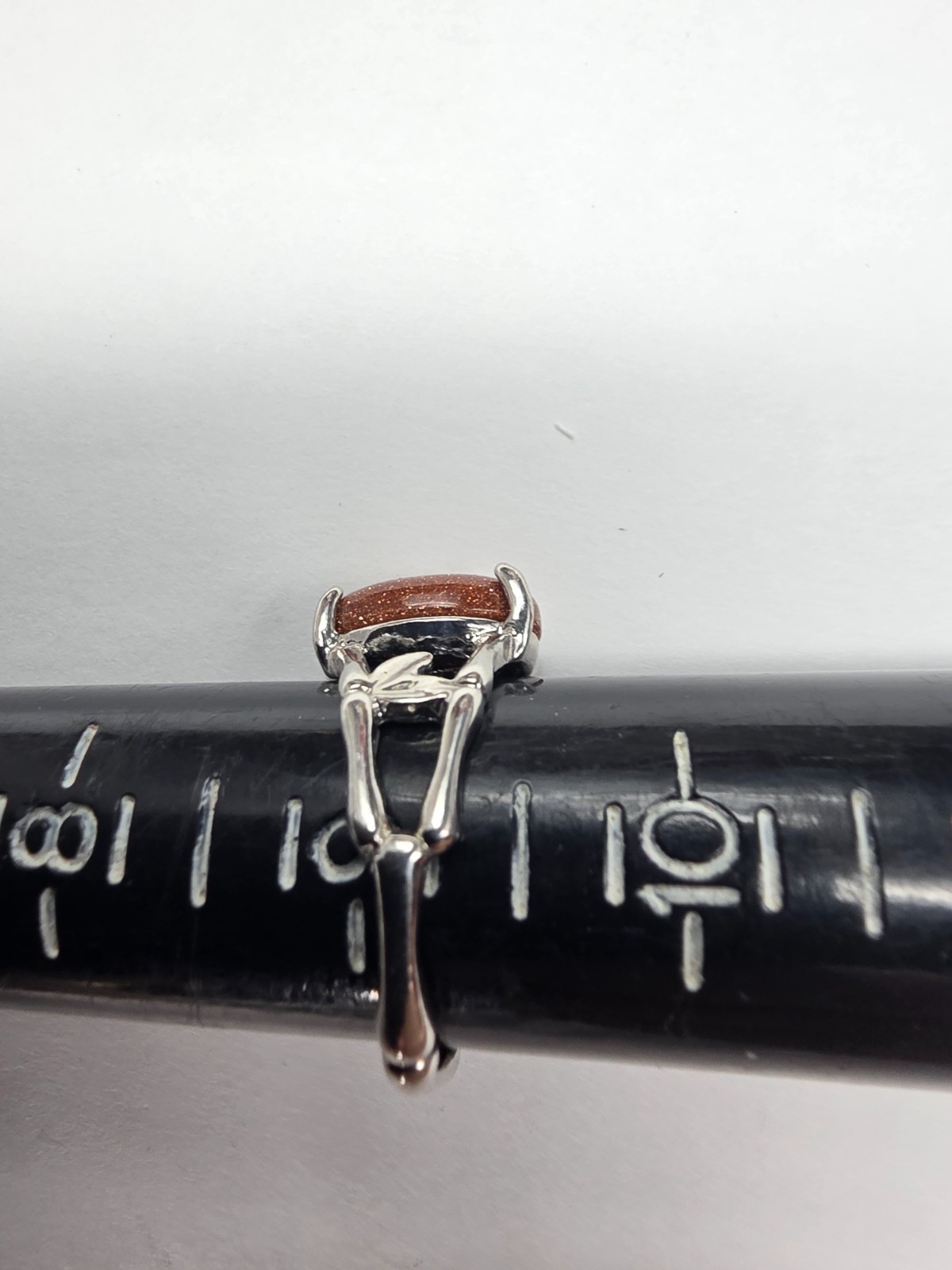 Gold Stone Silver Tone Metal Ring Size 9 Vintage
