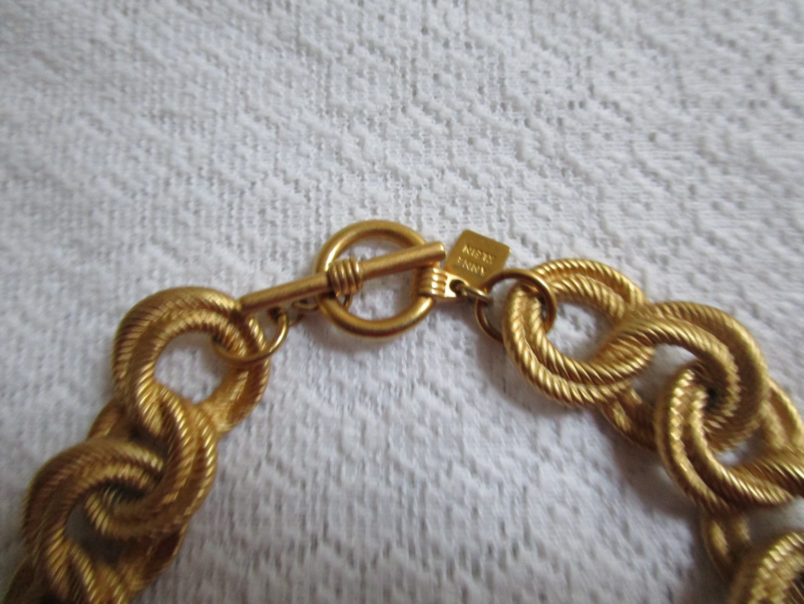 Vintage Anne Klein Necklace Chunky Texture Double Rope Link Signed 18” L XLNT