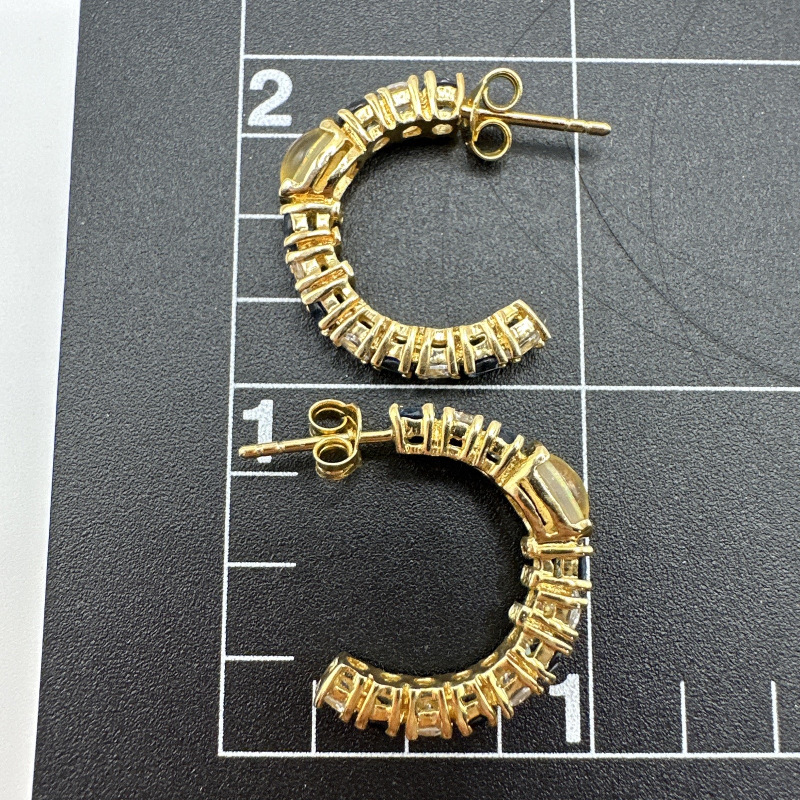 DBJ 925 Sterling Silver Gold Vermeil Blue CZ Opal Hoop Earring & Bracelet Set