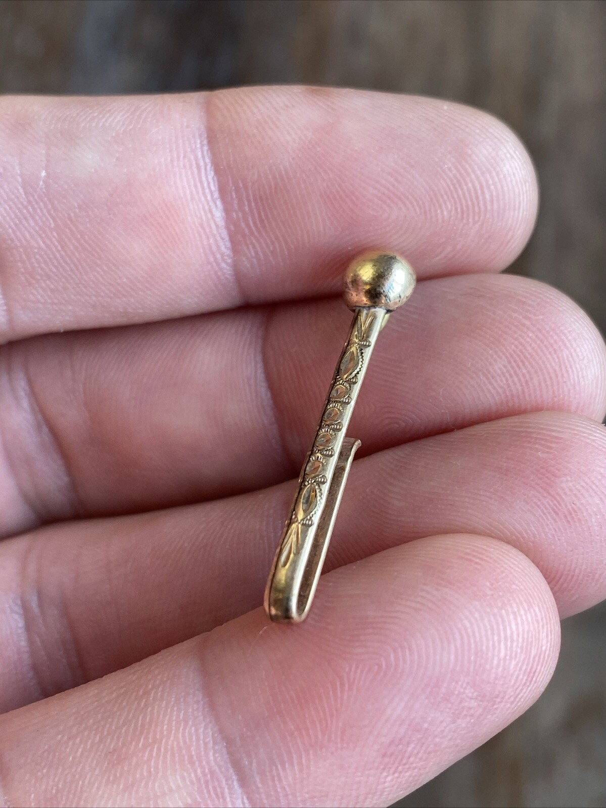 Antique Gold Plate pat’d oct 4th 1887 Bar Clip Hook Slide Clasp Pocket Shirt Tie