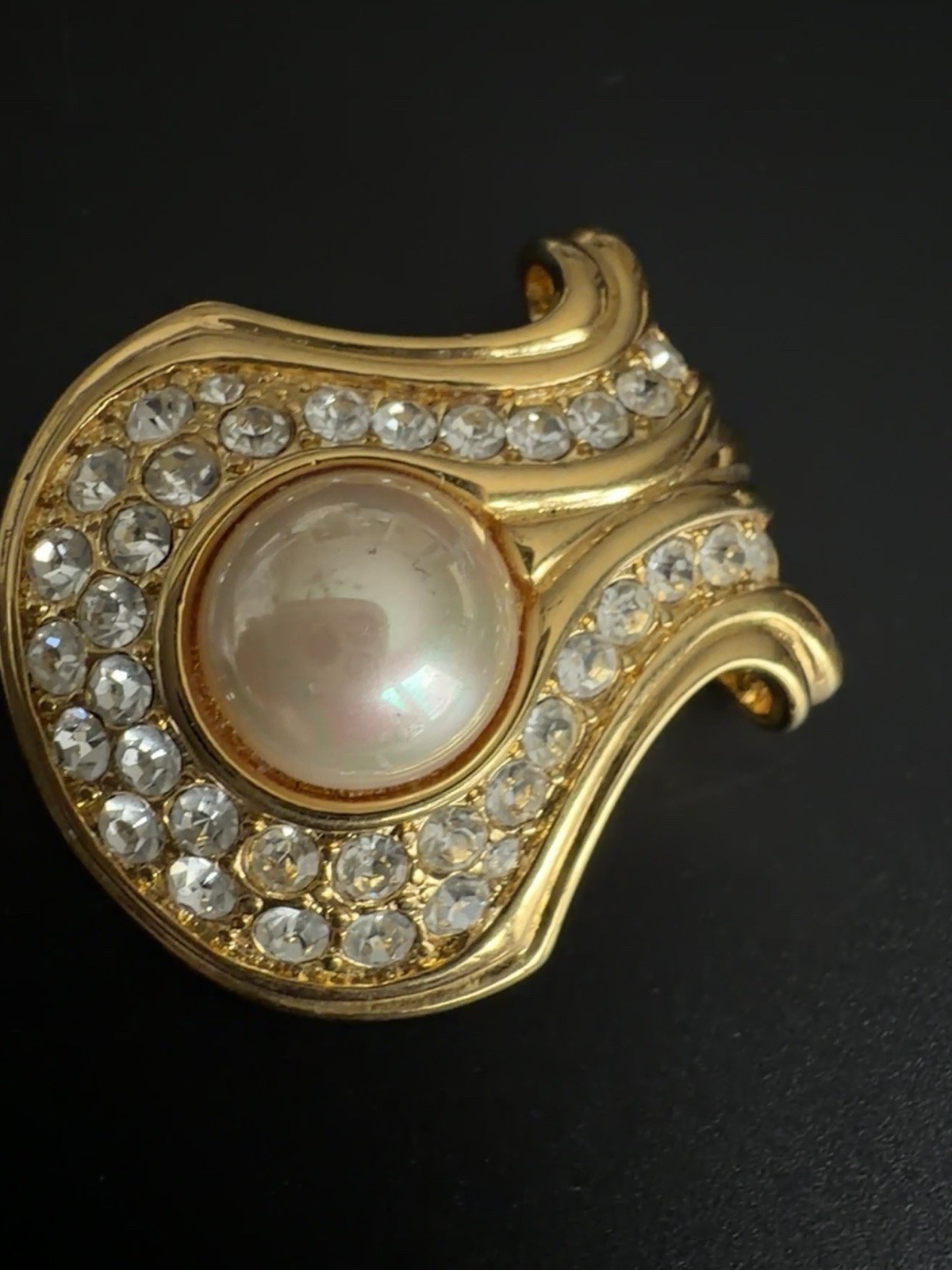 Nolan Miller Portofino Convertible Pearl Slide Pendant Only Signed Gold Pave Vtg