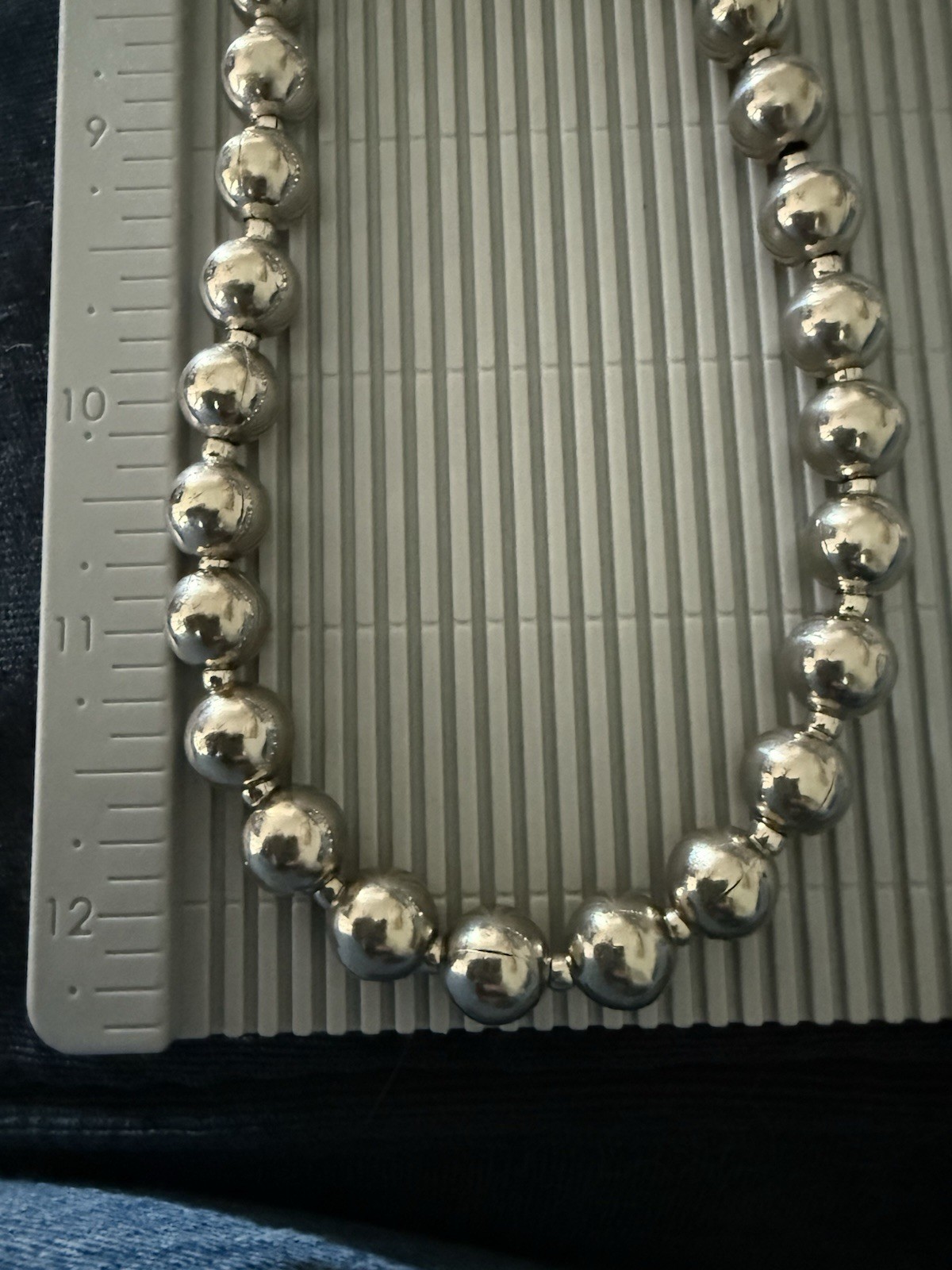 MCM Vintage Silver Tone Graduated Metal Bead Necklace Unsigned 24 Inches Unknown