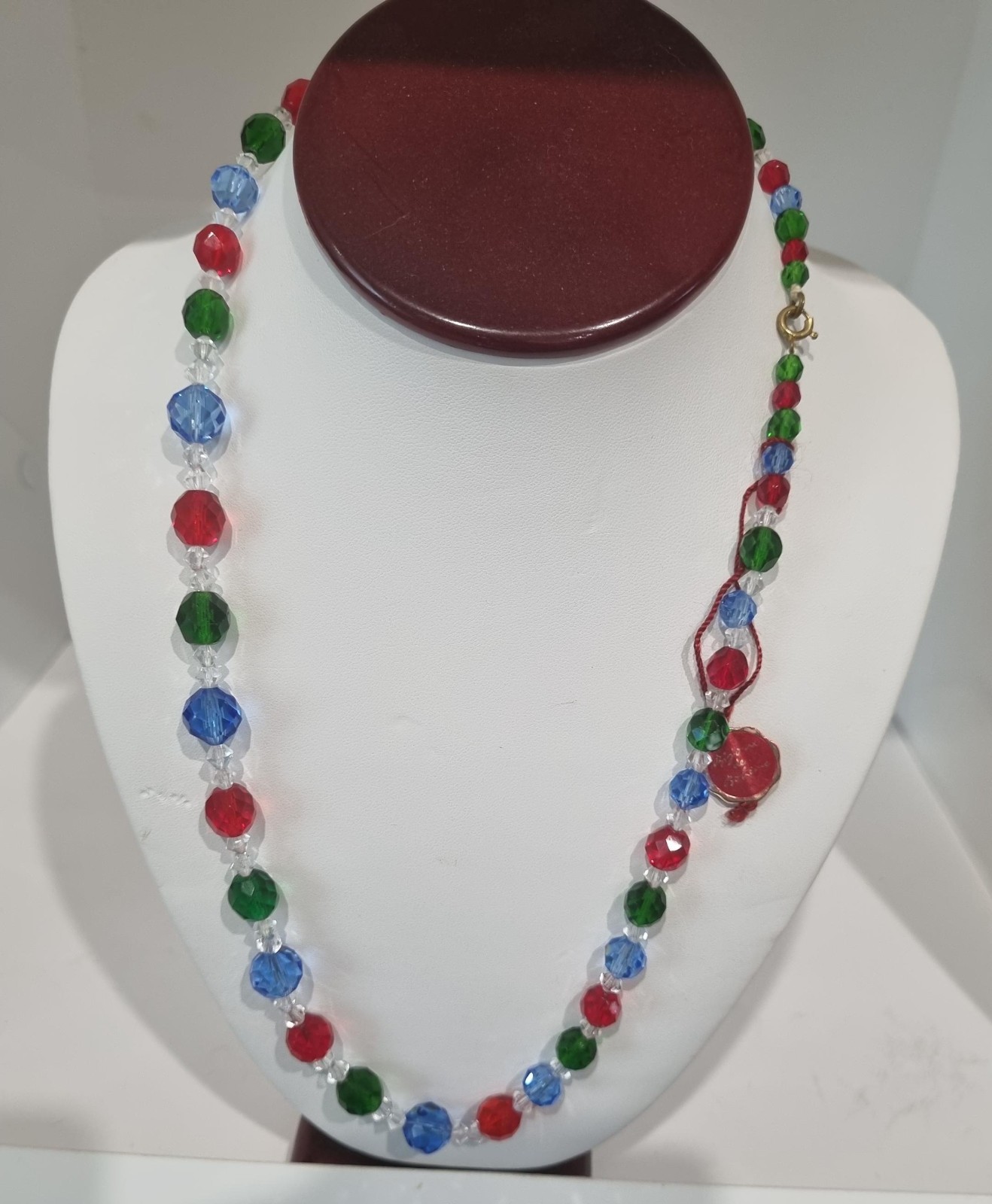 Antique c1930s Mardi Gras Glass Necklace Original Tag Bijoux de Boheime Video
