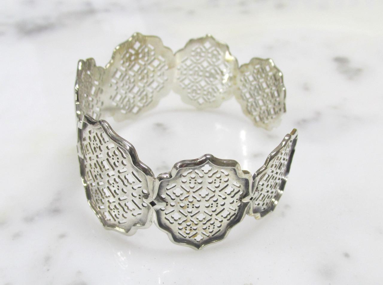 Beautiful Ail Aluma Sterling Silver Ornate Cuff Bracelet; Morocco ~ 17g ~ 3-F313