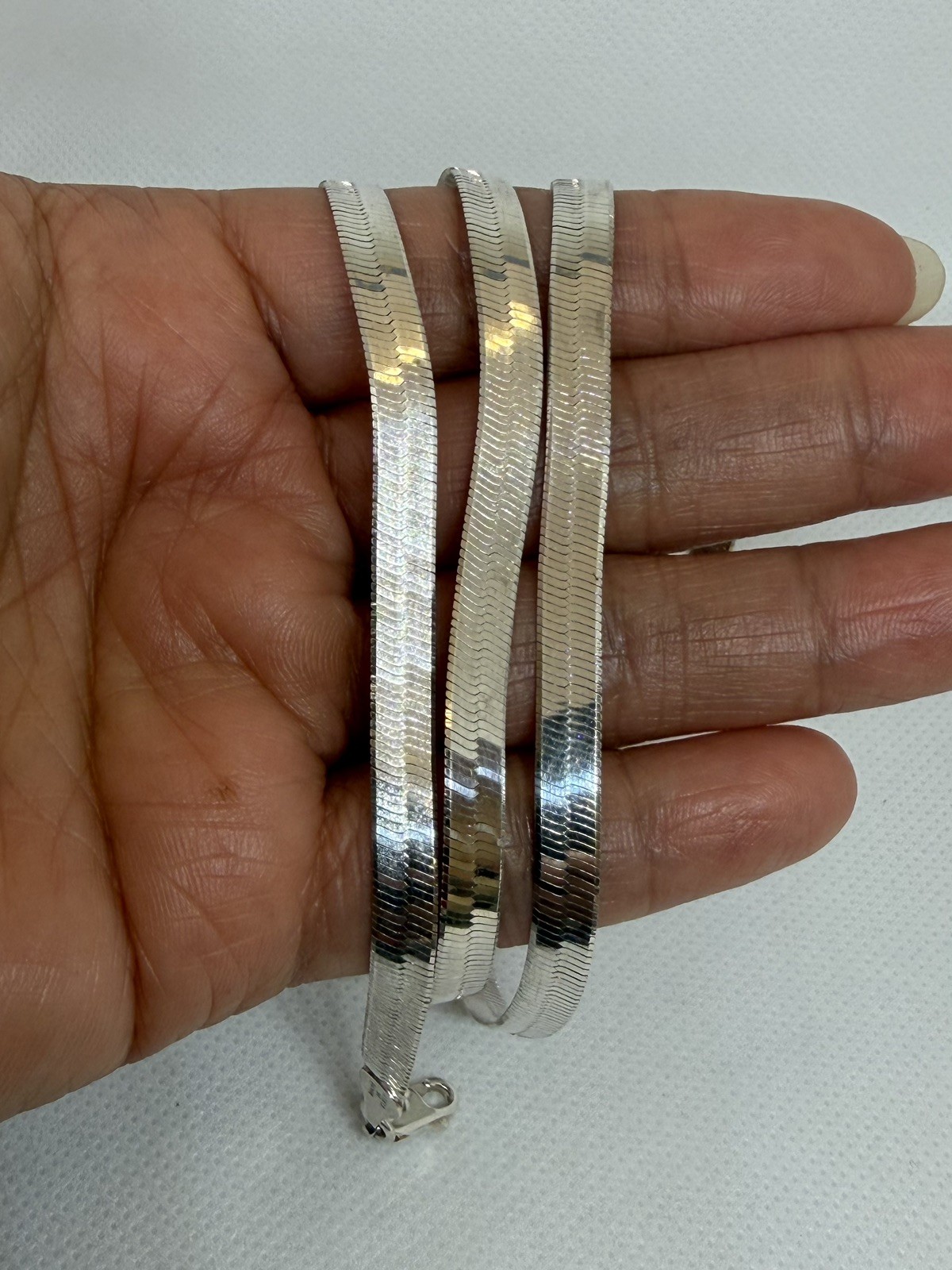 Vintage Italian Milor Herringbone 30″ 925 Silver Chain Necklace, 5.3mm, 21.13g