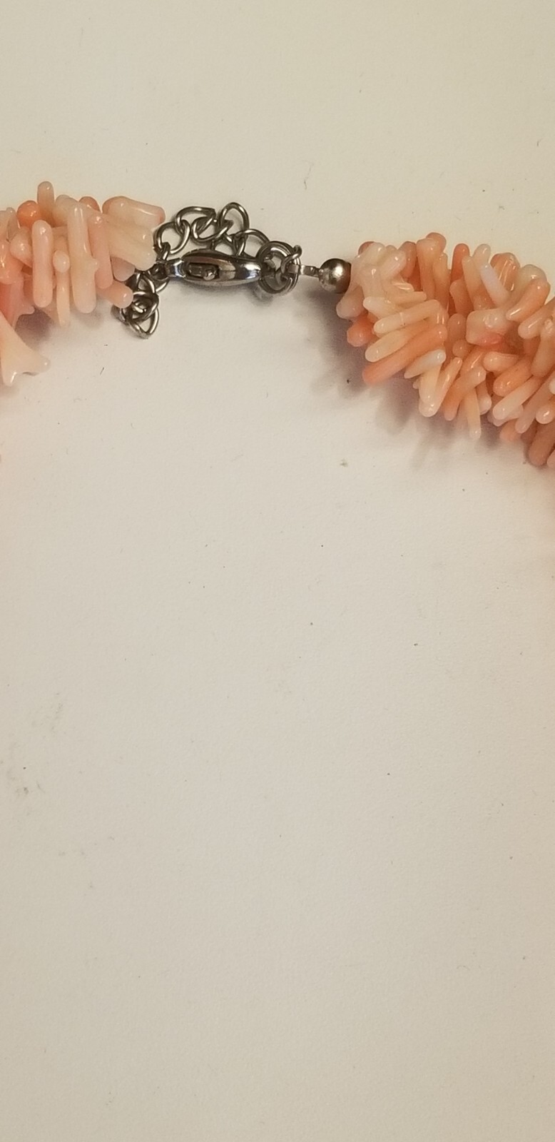 VINTAGE ANGEL SKIN BRANCH CORAL BEADS 3-STRAND TWISTED NECKLACE 76 GRAMS