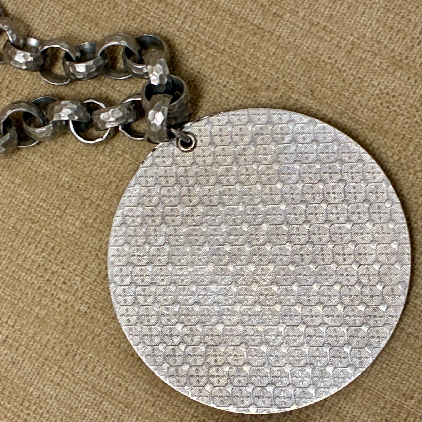 Vintage Aluminum Crest Pendant Necklace
