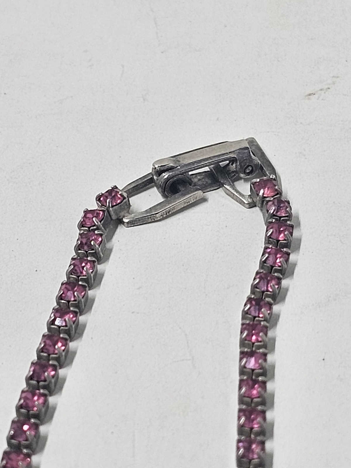 Vintage Pink Purple Rhinestone Statement Necklace Floral Starburst Gunmetal