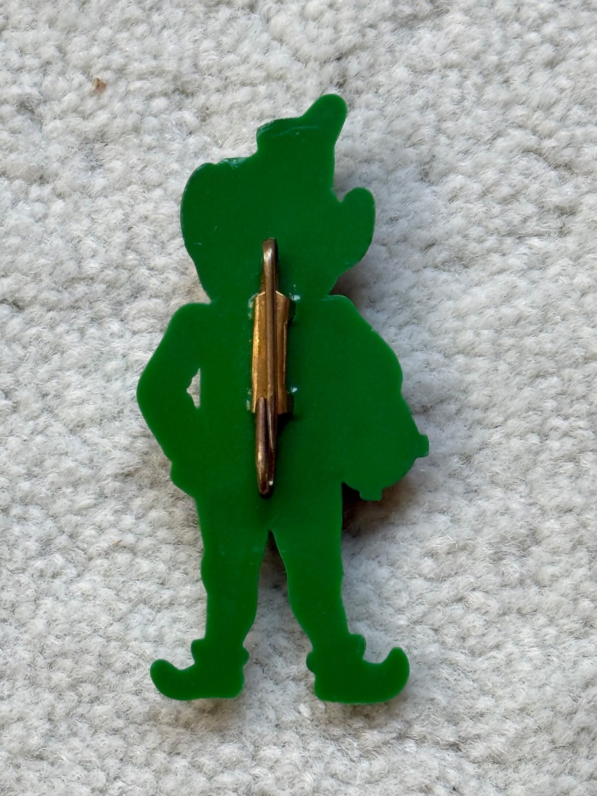 Vintage Plastic Green Leprechaun Brooch Pot Of Gold St Patrick’s Day Elf Pin