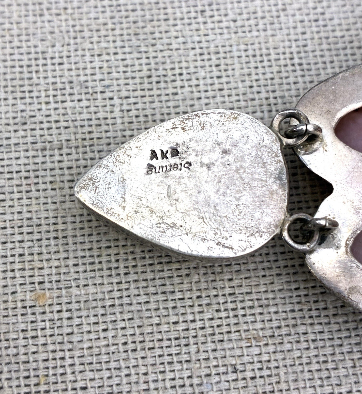 Sterling Silver AKR Amy Kahn Russel Rose QuartsButterfly Pendant Brooch Necklace