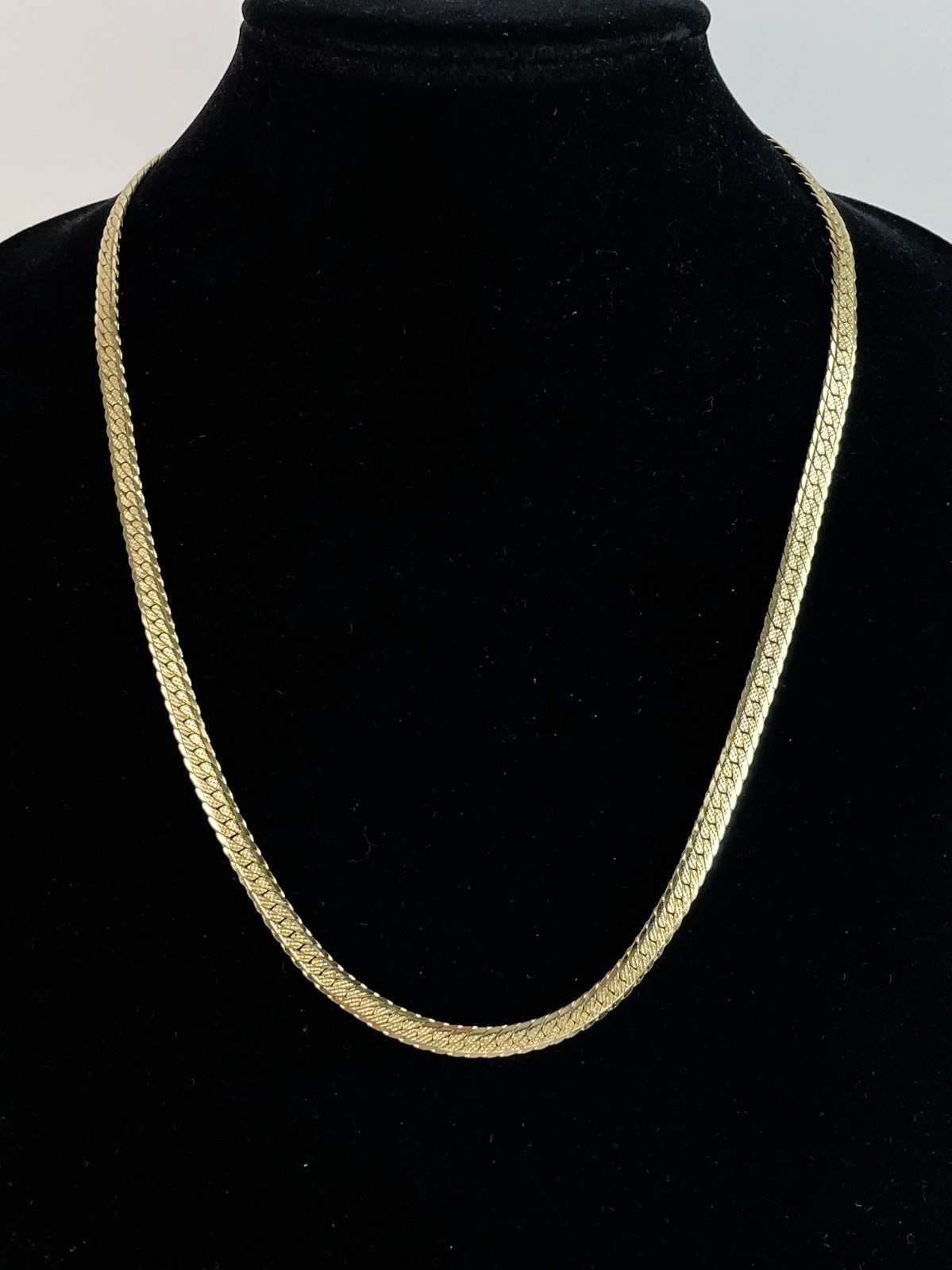 Vintage 14K Gold Plated Herringbone necklace 23.5 in, K24A