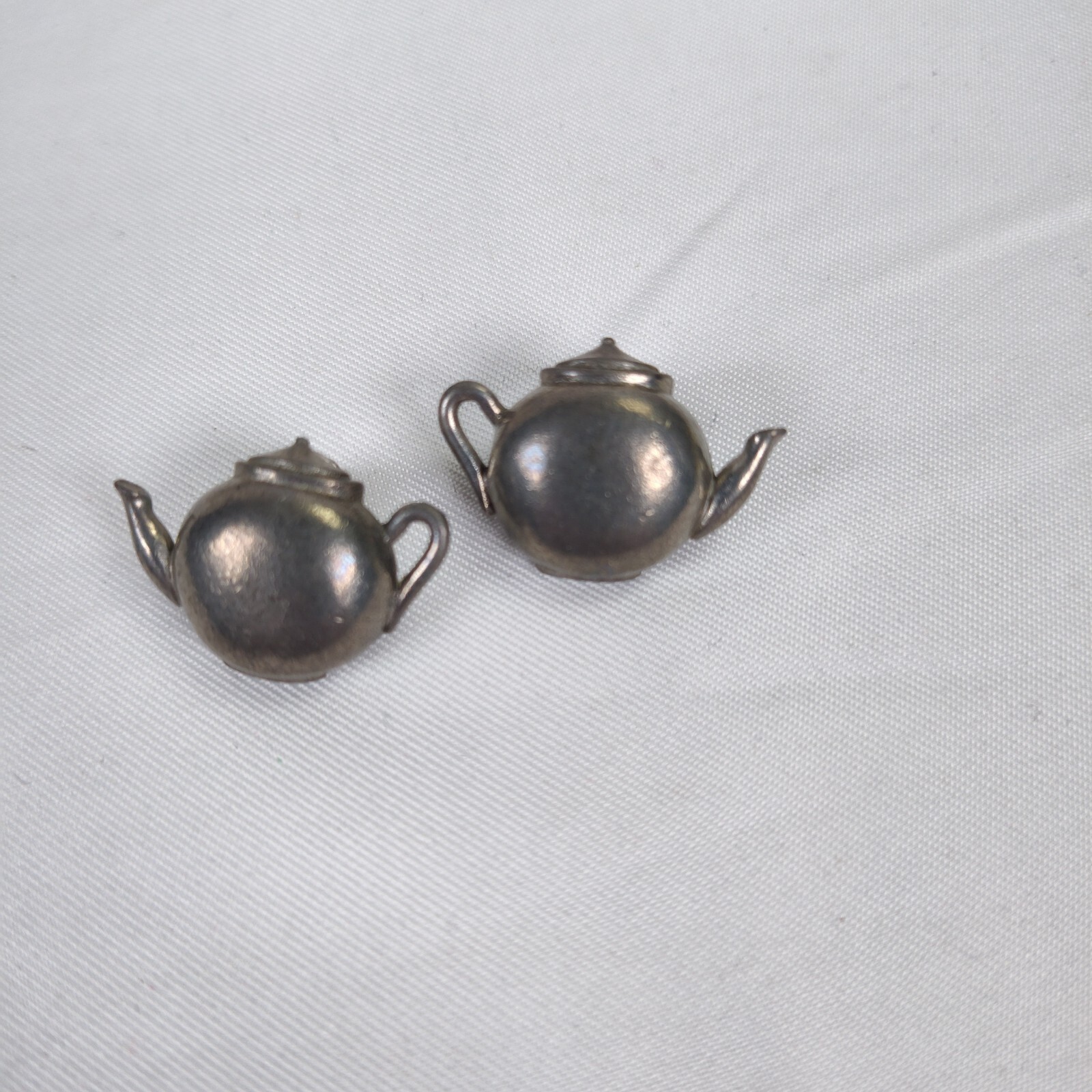 Jim Clift Pewter Tea Pot Charm Bracelet and Earrings Set Toggle Clasp