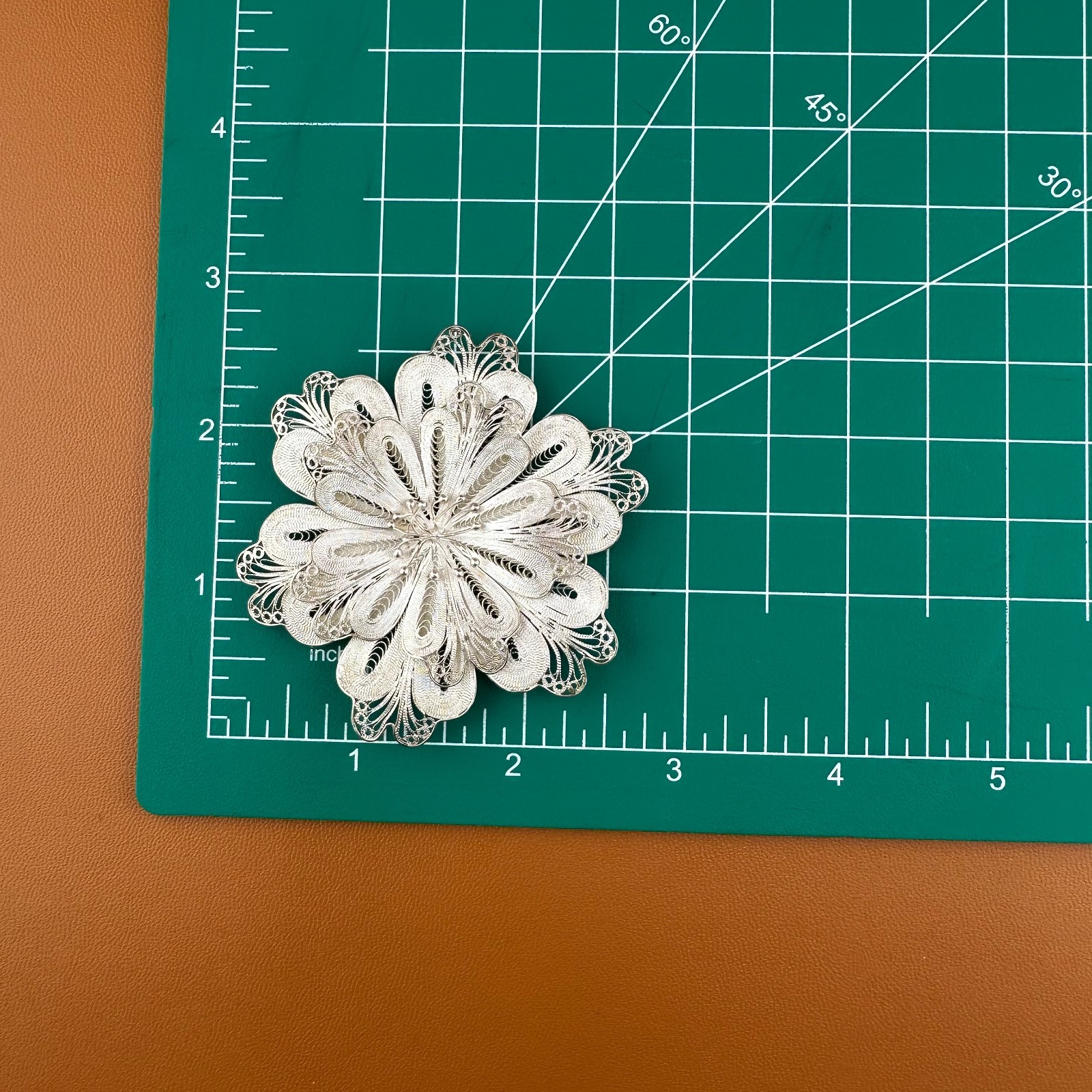 Vintage Sterling Silver Flower Brooch Pin Cannetille Filigree Floral 925 Signed