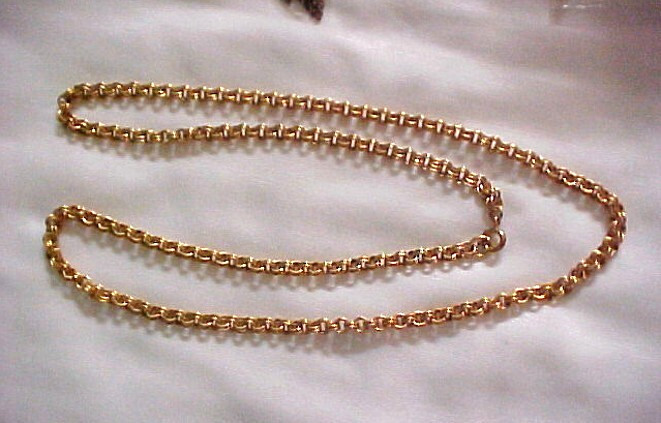 Vintage Rolo Chain 24″ Double Linked Gold Tone Beautiful