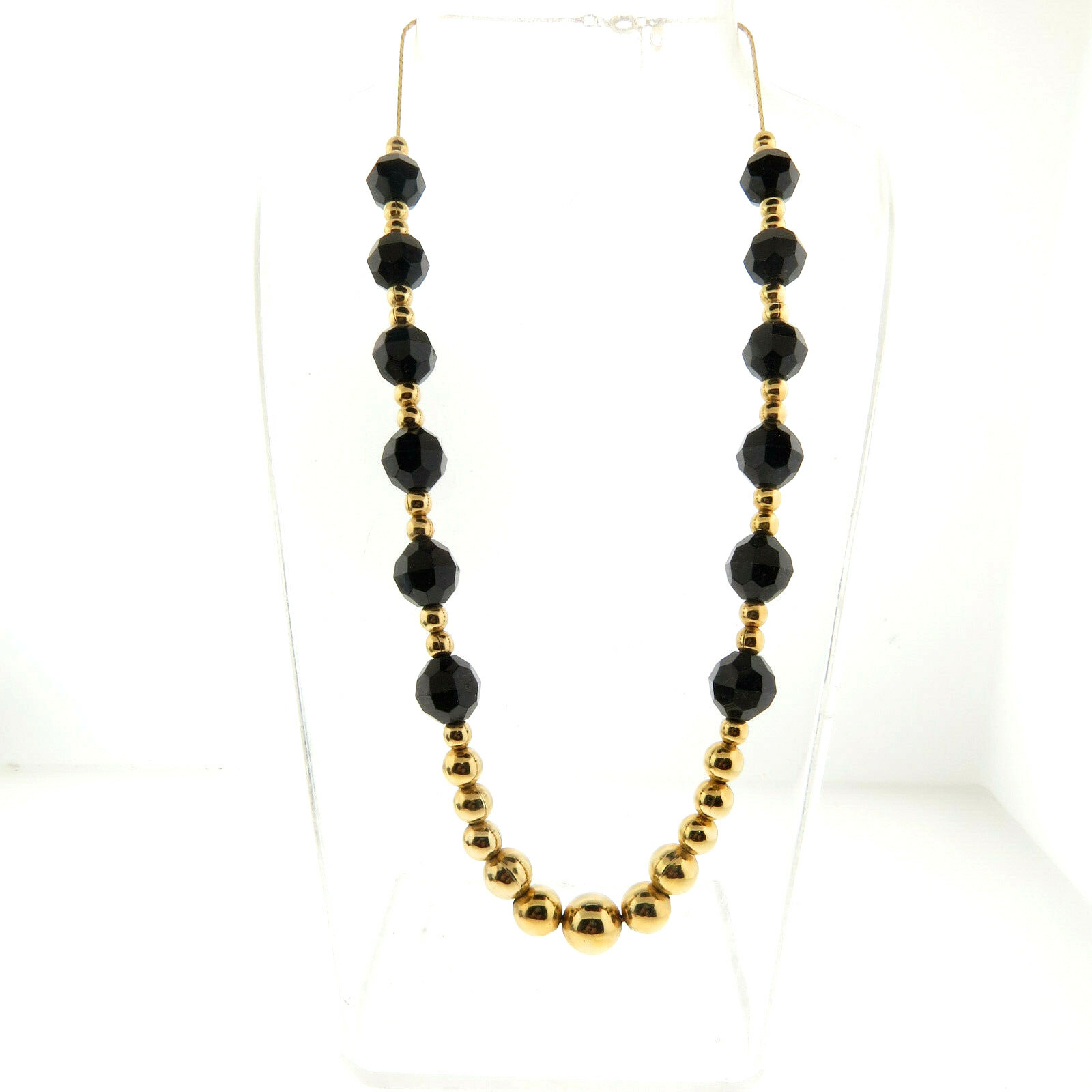 Park Lane Beaded Necklace in Black Gold 10 mm 17.5″