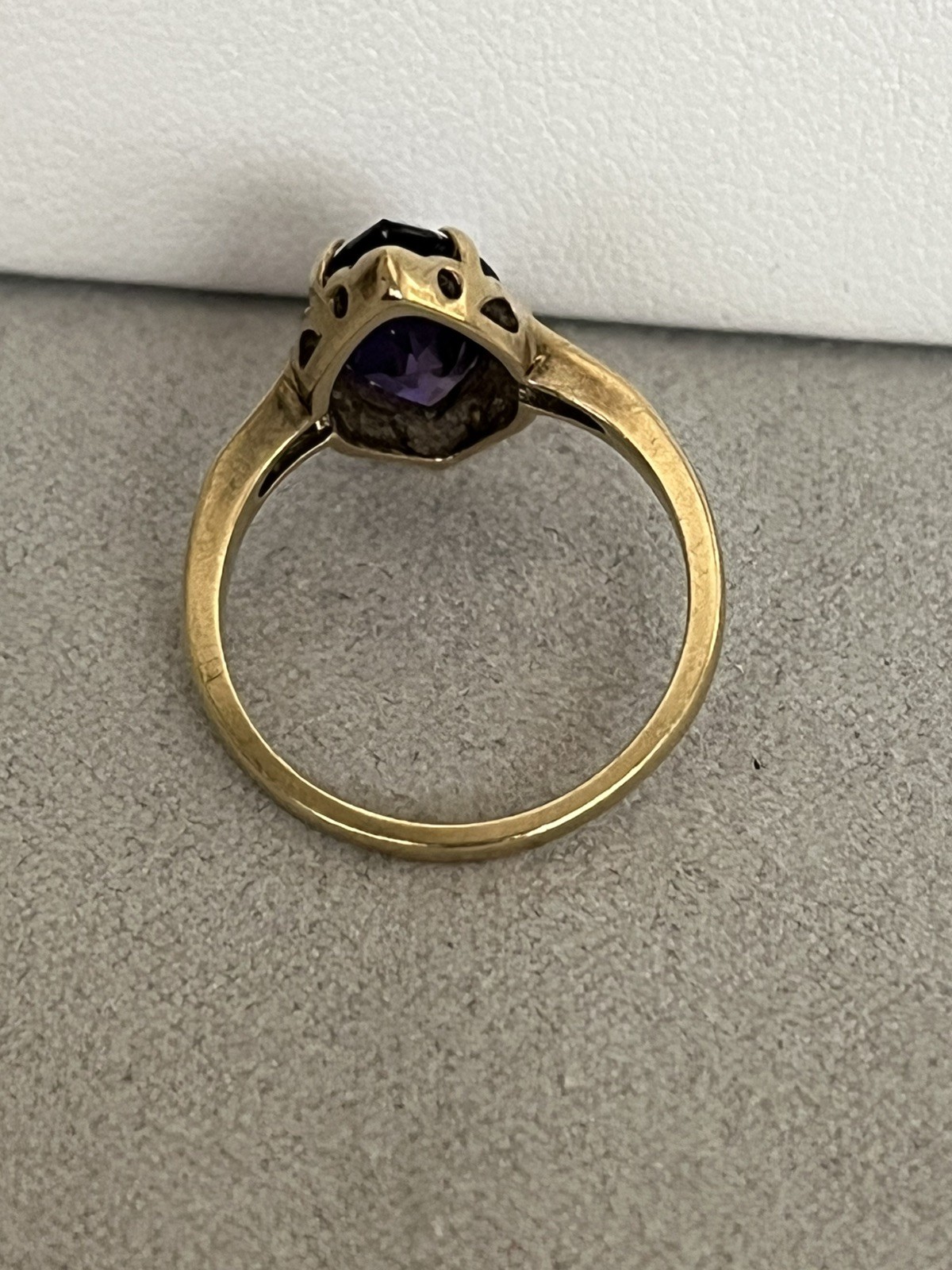 Vintage Antique Art Deco 10Kt Yellow Gold Synthetic Purple Sapphire Ring 6.0sz