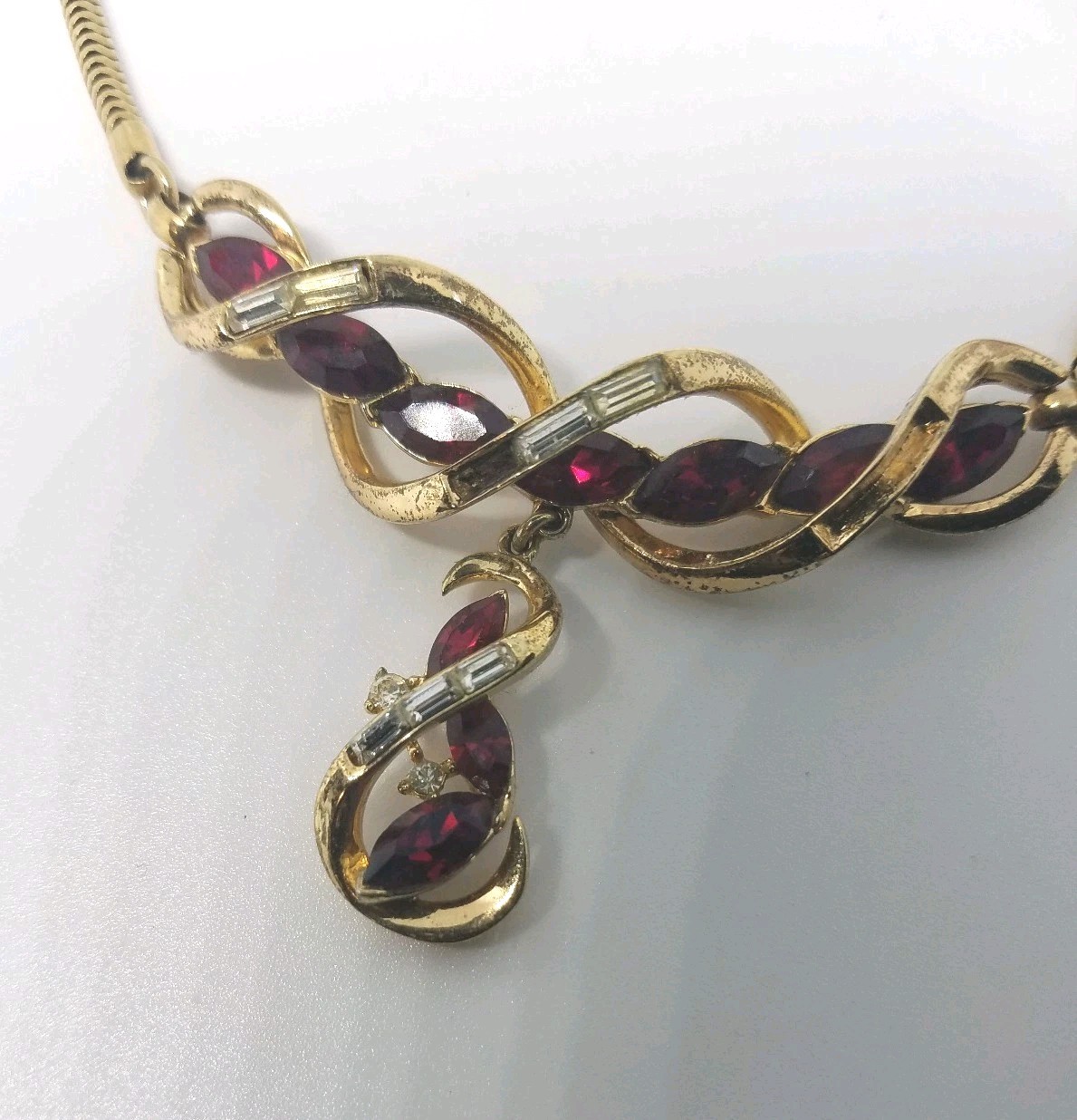 Vintage 1930s To 1950s Trifari RED Rhinestones Necklace
