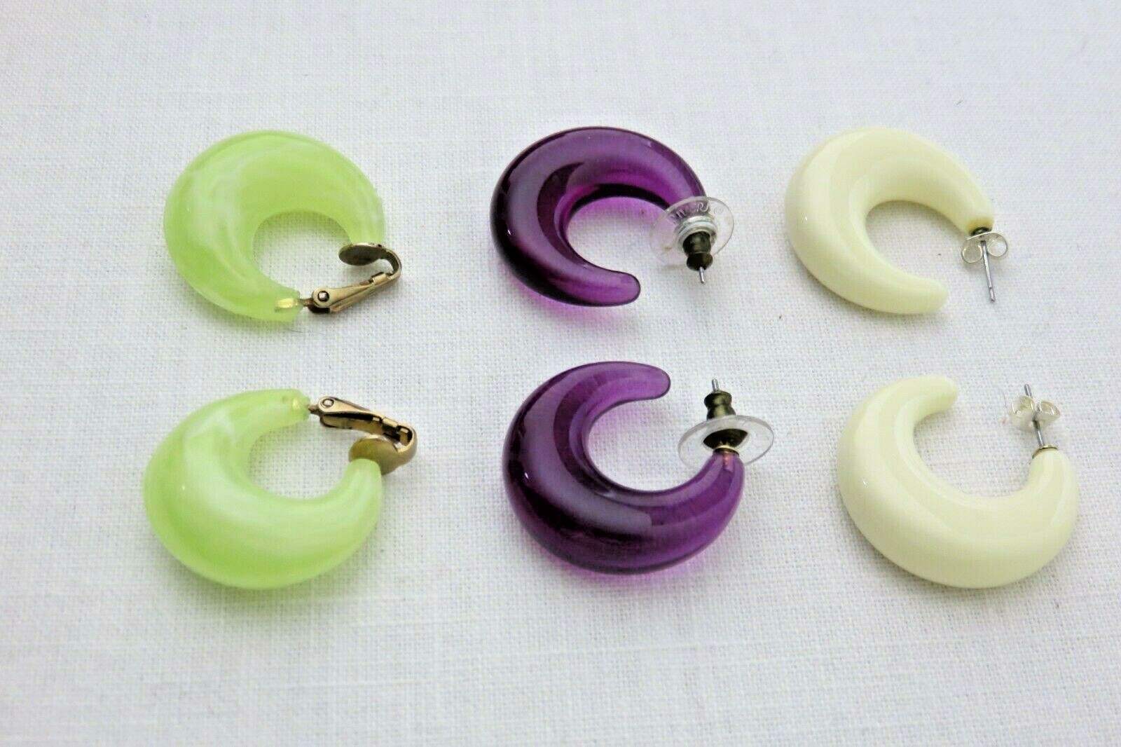 Vintage Group Of Purple, Cream, & Green Earrings Lot 1475 lisasfinds